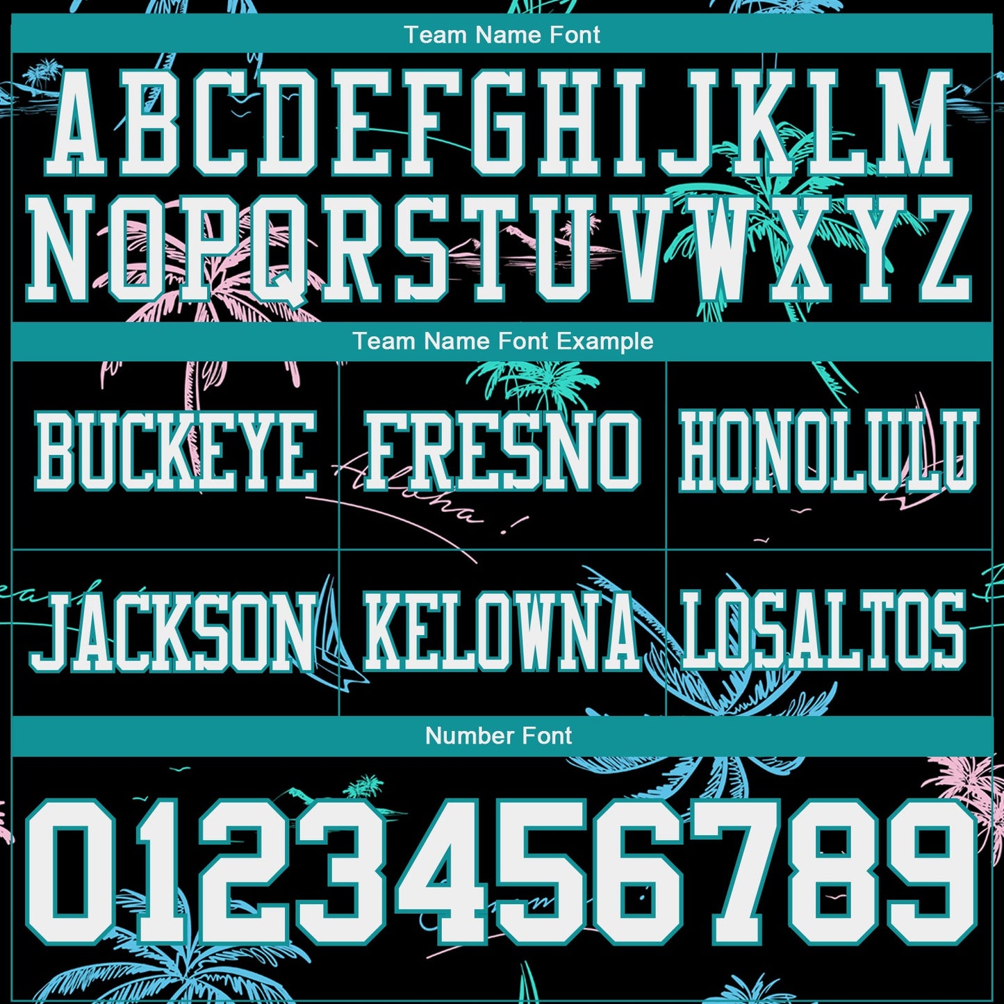 Custom Black White-Teal 3D Pattern Tropical Hawaii Palm Trees Authentic Football Jersey view 4