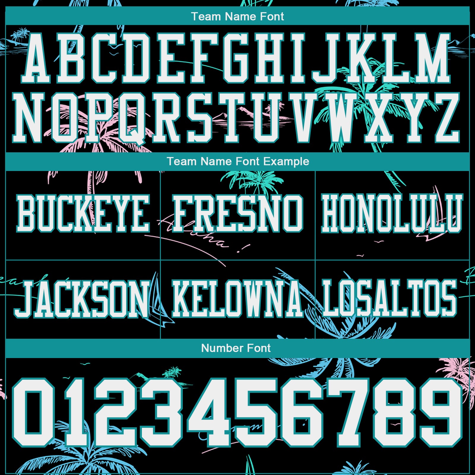 Custom Black White-Teal 3D Pattern Tropical Hawaii Palm Trees Authentic Football Jersey view 4