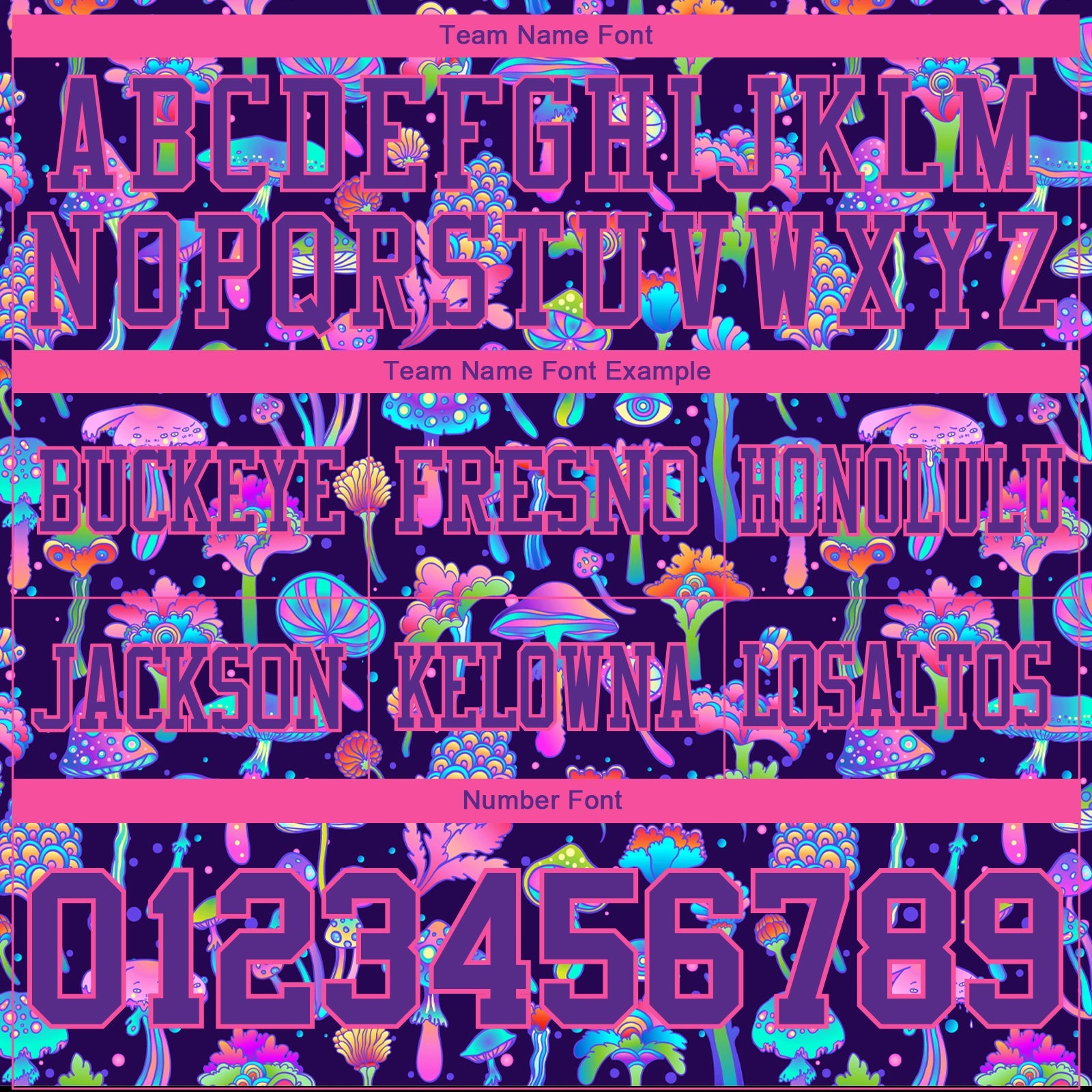Custom Purple Pink 3D Pattern Colorful Flowers And Mushrooms Psychedelic Hallucination Authentic Football Jersey view 4