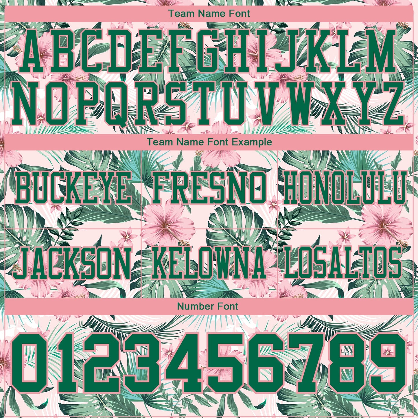 Custom Medium Pink Kelly Green 3D Pattern Hawaii Palm Leaves And Flowers Authentic Football Jersey view 4