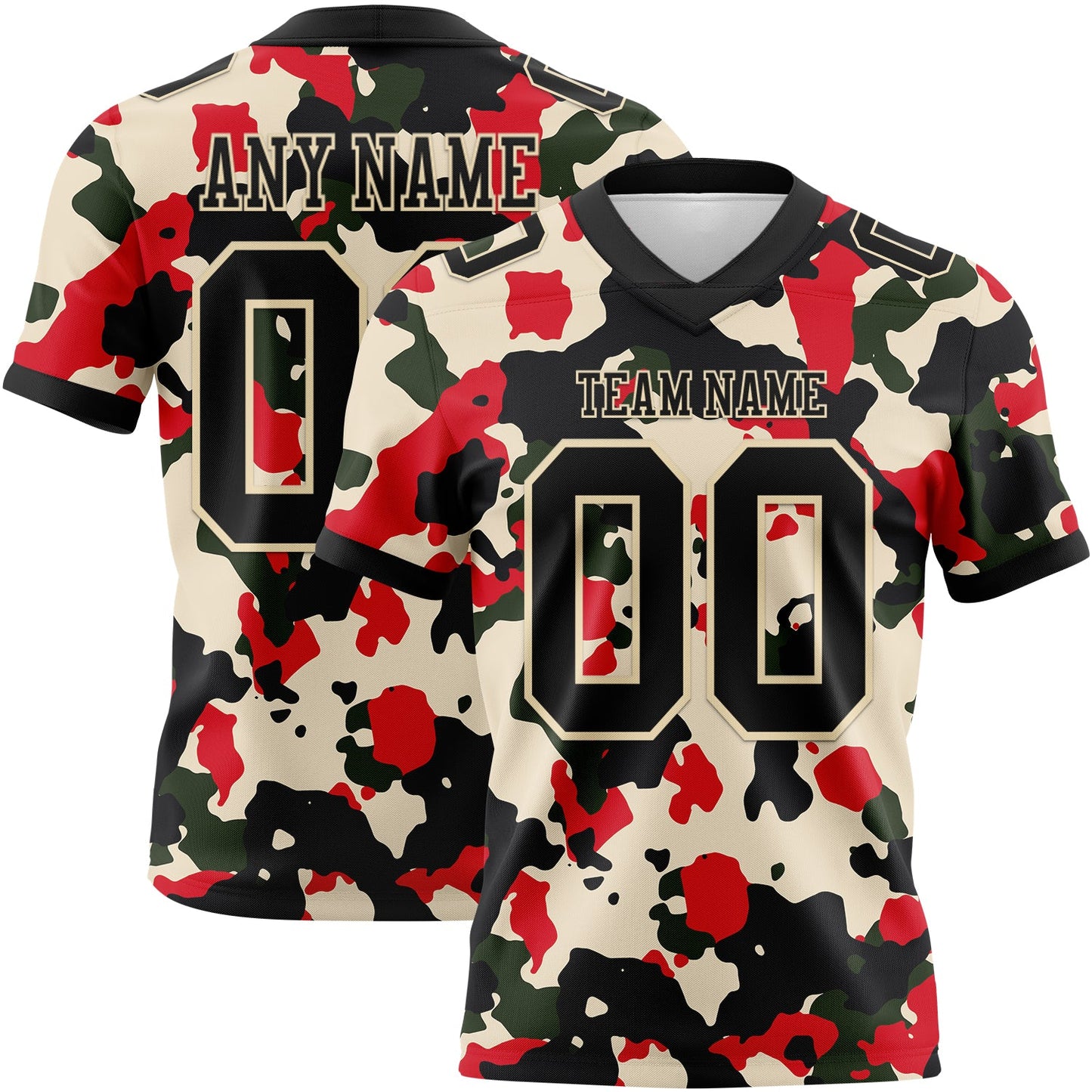 Custom Camo Black-Cream 3D Pattern Salute To Service Authentic Football Jersey - Main View