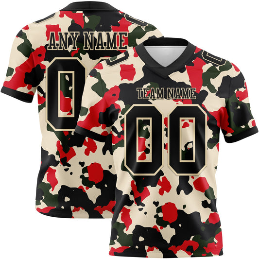 Custom Camo Black-Cream 3D Pattern Salute To Service Authentic Football Jersey - Main View