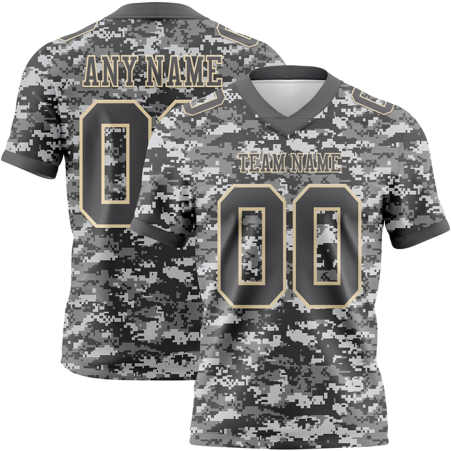 Custom Camo Steel Gray-Cream 3D Pattern Salute To Service Authentic Football Jersey - Main View