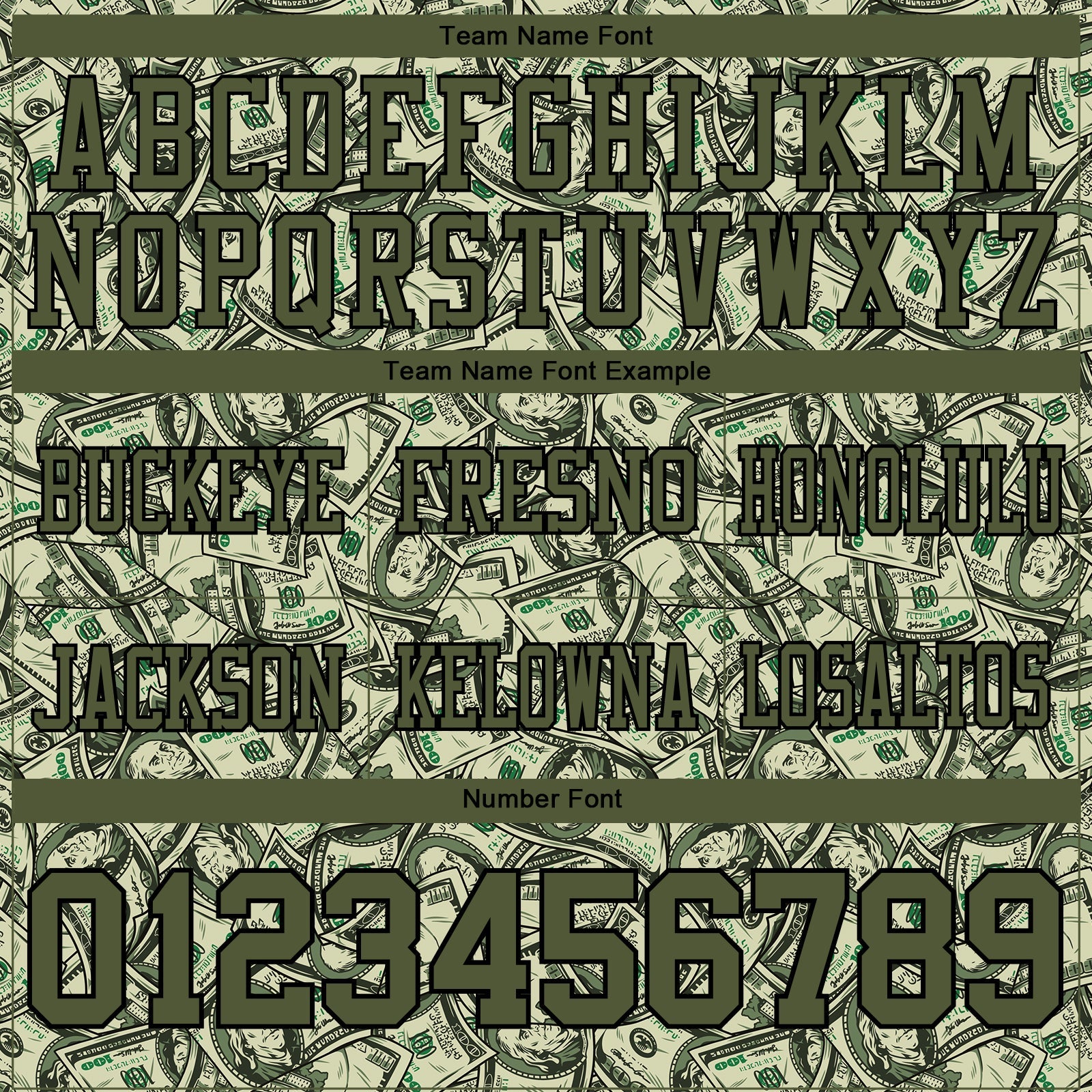 Custom Green Olive-Black 3D Pattern Dollar Authentic Football Jersey view 4
