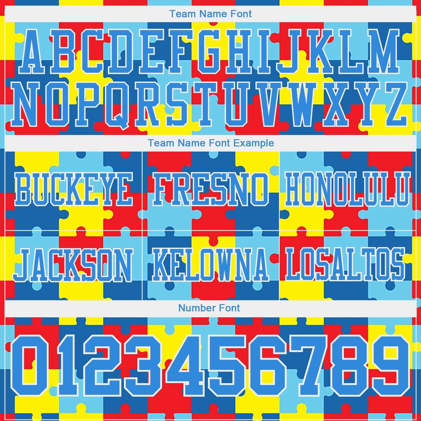 Custom Powder Blue White 3D Pattern Autism Supporter Awareness Puzzle Pieces Authentic Football Jersey view 4