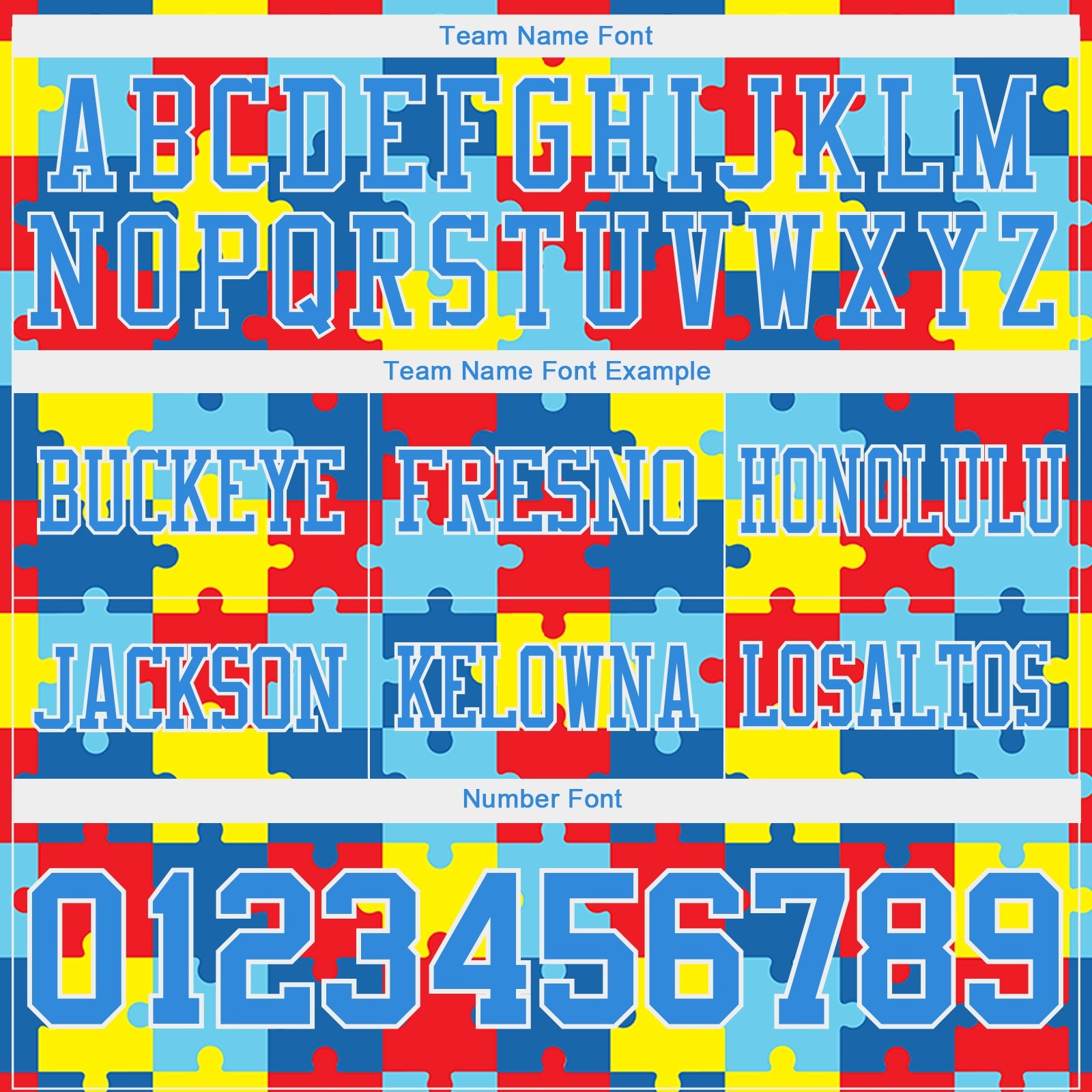 Custom Powder Blue White 3D Pattern Autism Supporter Awareness Puzzle Pieces Authentic Football Jersey view 4