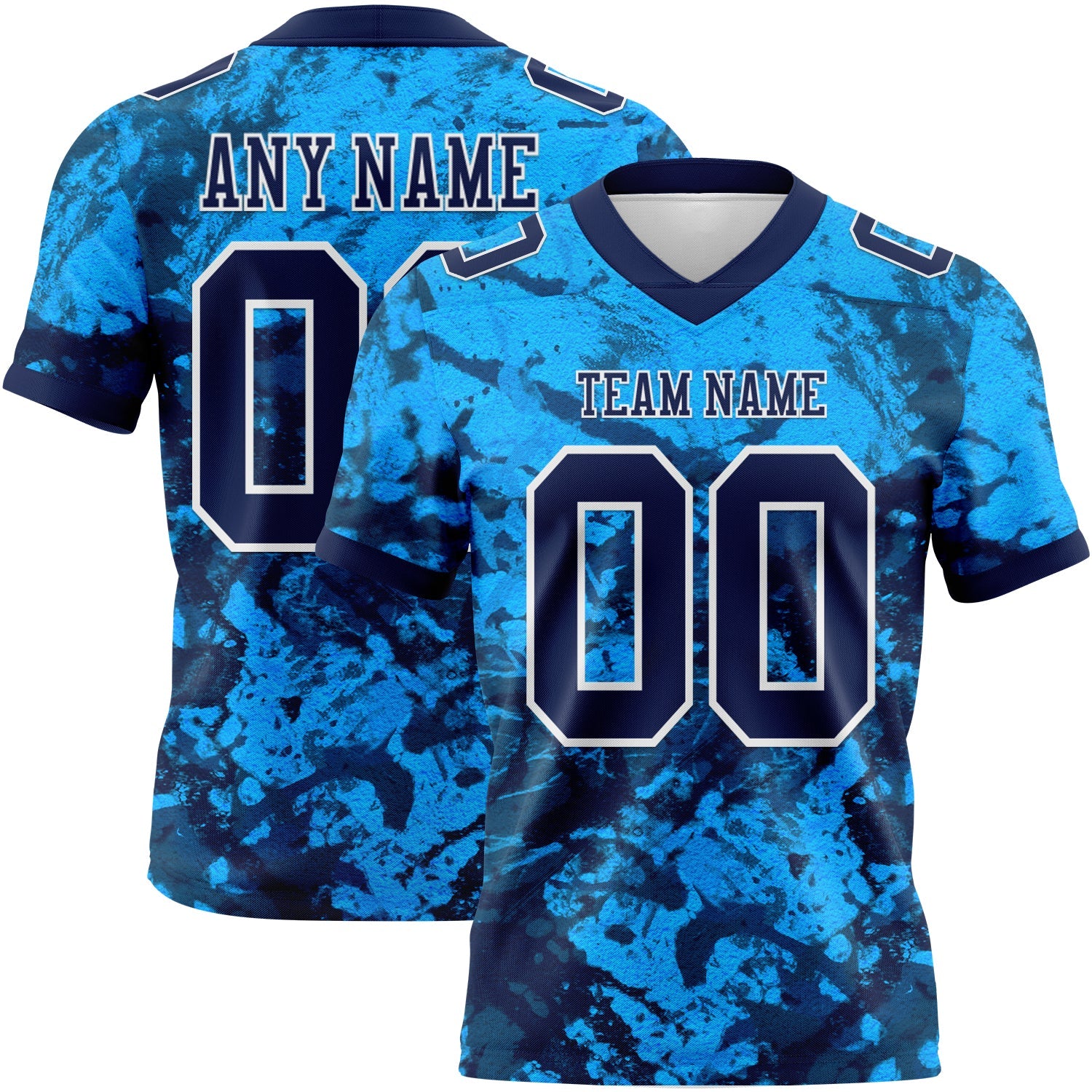 Custom Graffiti Pattern Navy-White 3D Pattern Authentic Football Jersey - Main View