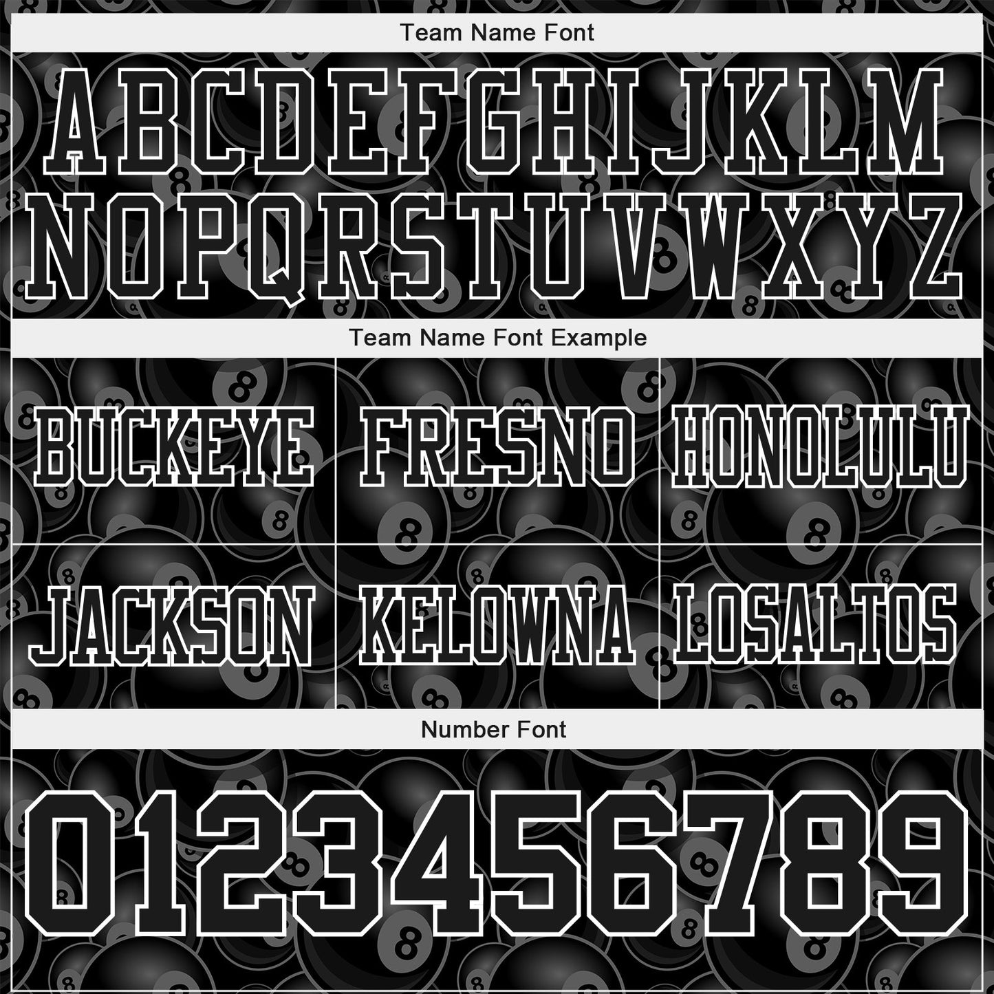 Custom Black White 3D Pattern Billiards Snooker 8 Ball Authentic Football Jersey view 4