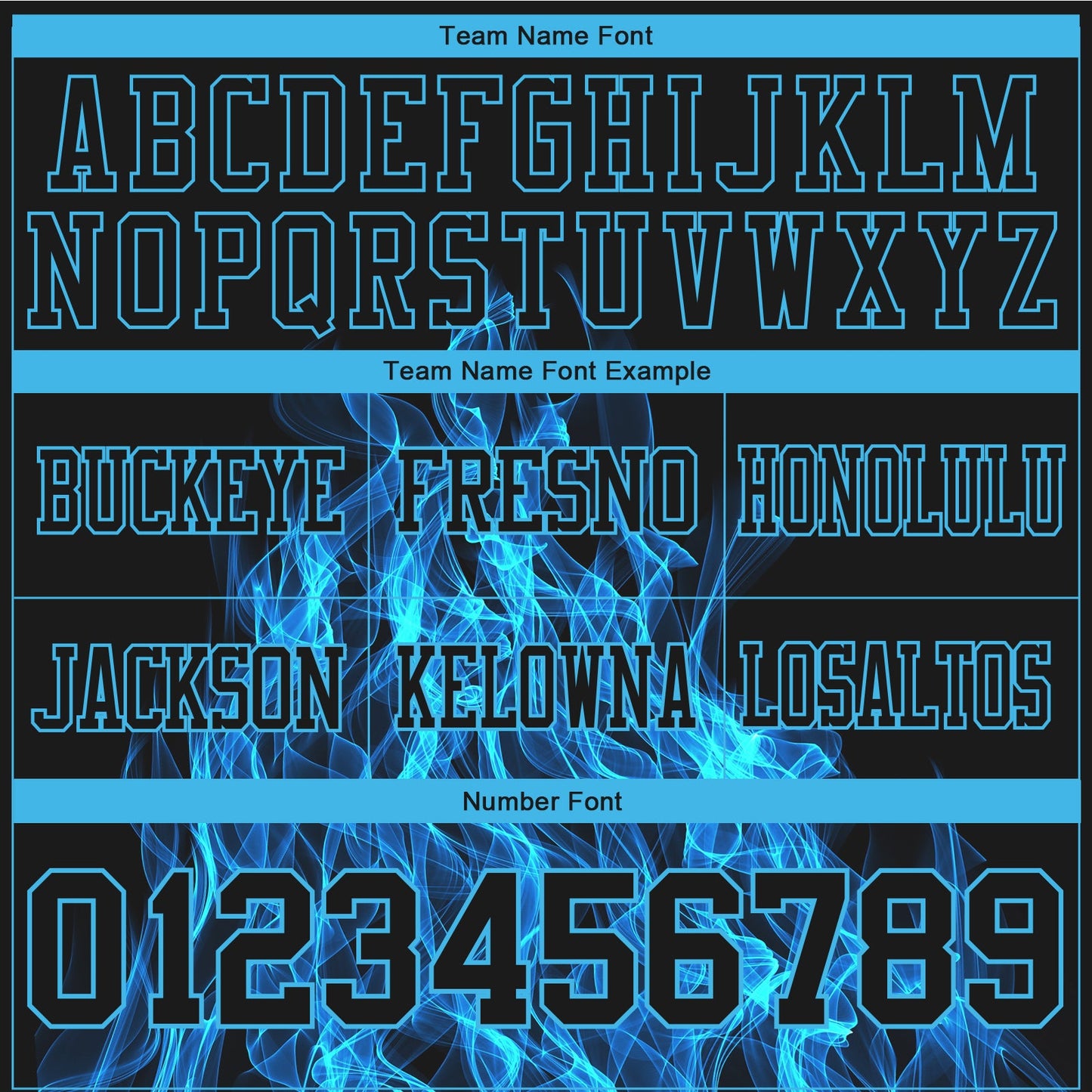 Custom Black Sky Blue 3D Pattern Flame Authentic Football Jersey view 4