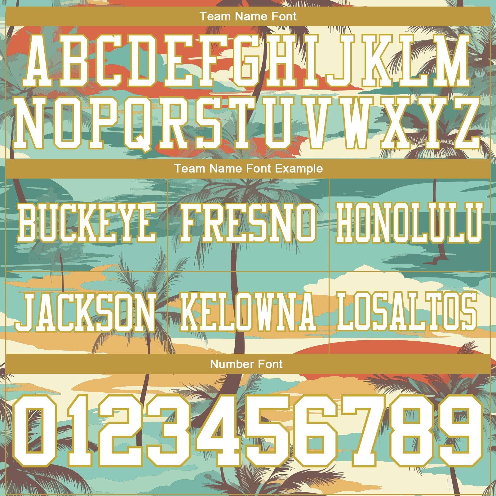 Custom Aqua White-Old Gold 3D Pattern Tropical Hawaii Palm Trees Authentic Football Jersey view 4