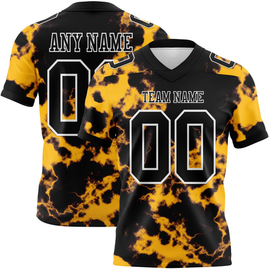 Custom Tie Dye Black-White 3D Pattern Authentic Football Jersey - Main View