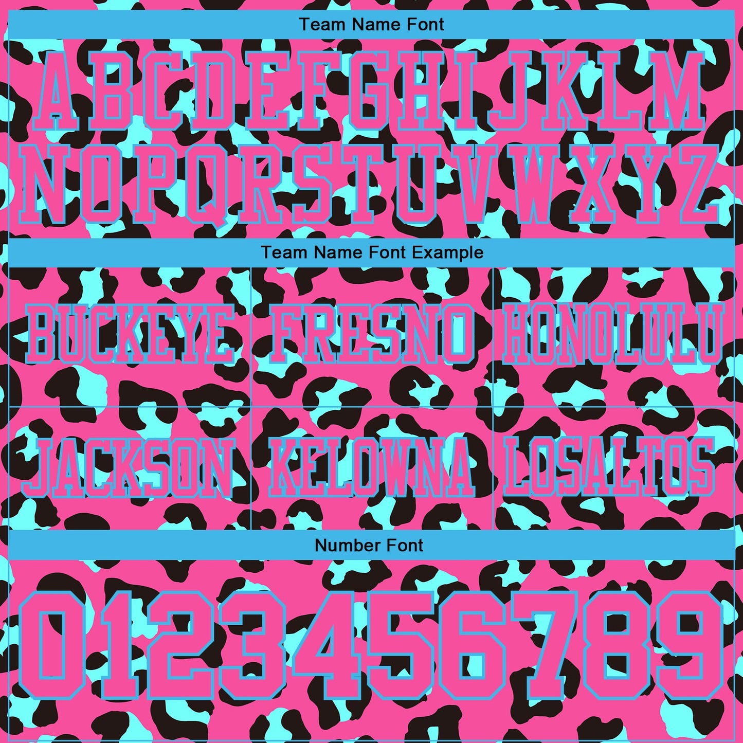 Custom Pink Sky Blue-Black 3D Pattern Leopard Print Authentic Football Jersey view 4