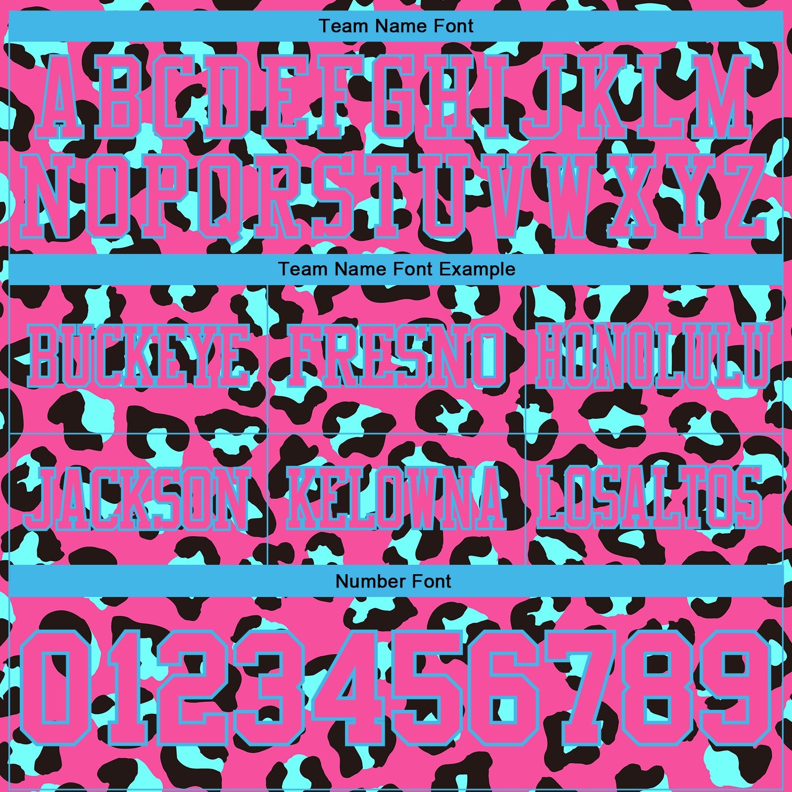 Custom Pink Sky Blue-Black 3D Pattern Leopard Print Authentic Football Jersey view 4