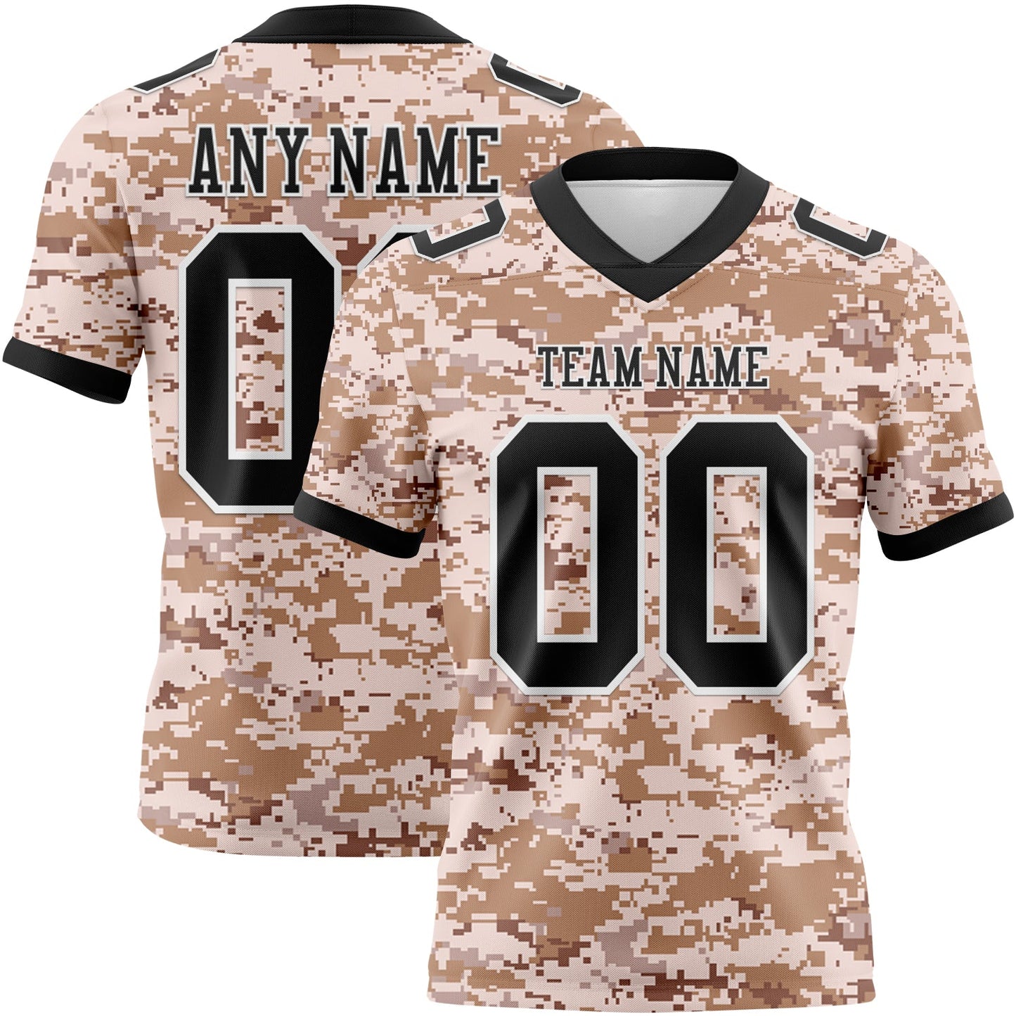 Custom Camo Black-White 3D Pattern Salute To Service Authentic Football Jersey - Main View