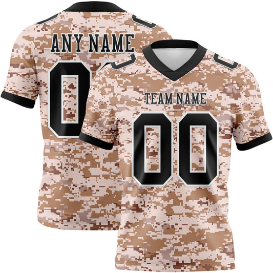 Custom Camo Black-White 3D Pattern Salute To Service Authentic Football Jersey - Main View