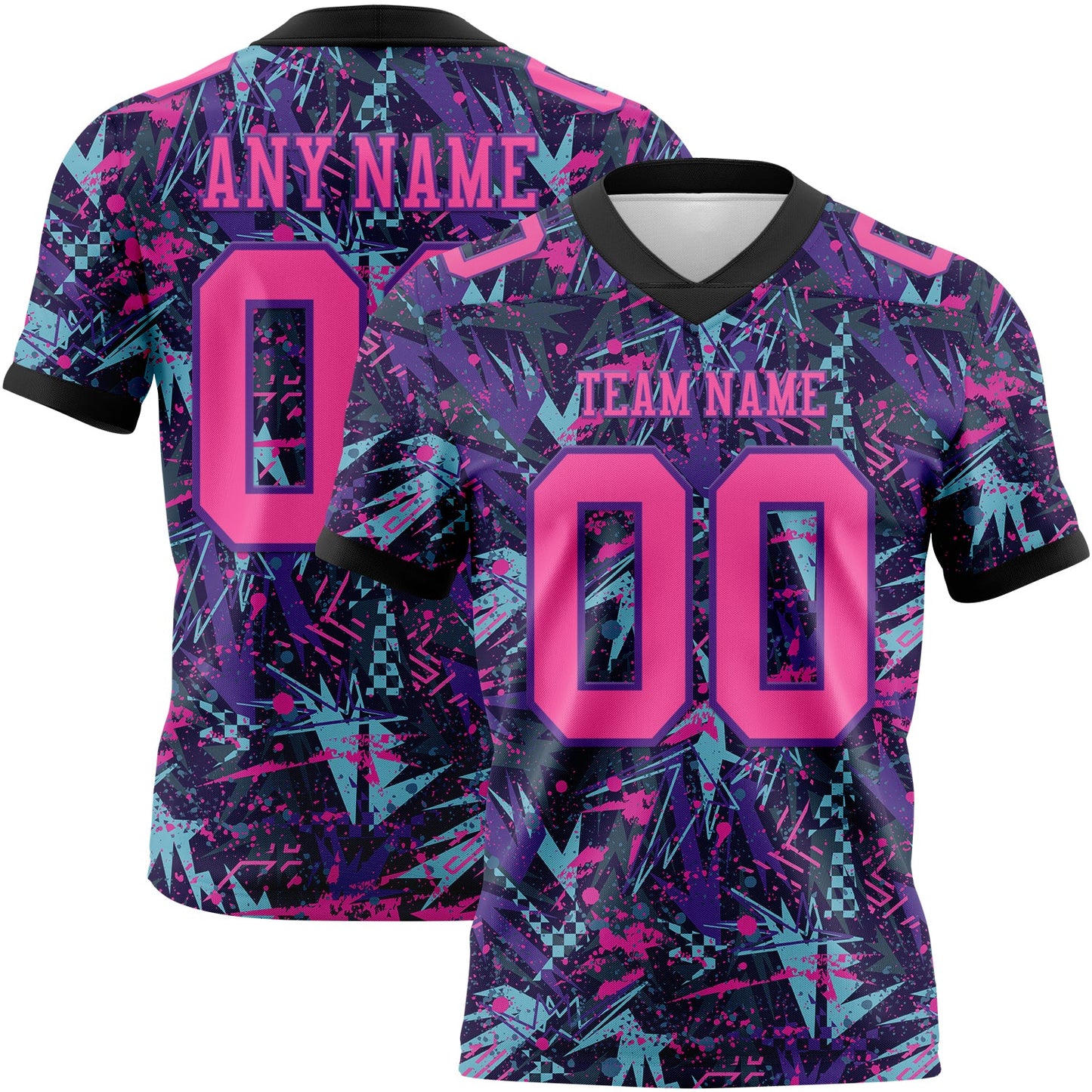 Custom Graffiti Pattern Pink Purple-Black 3D Pattern Creative Geometric Figures And Dots Authentic Football Jersey - Main View