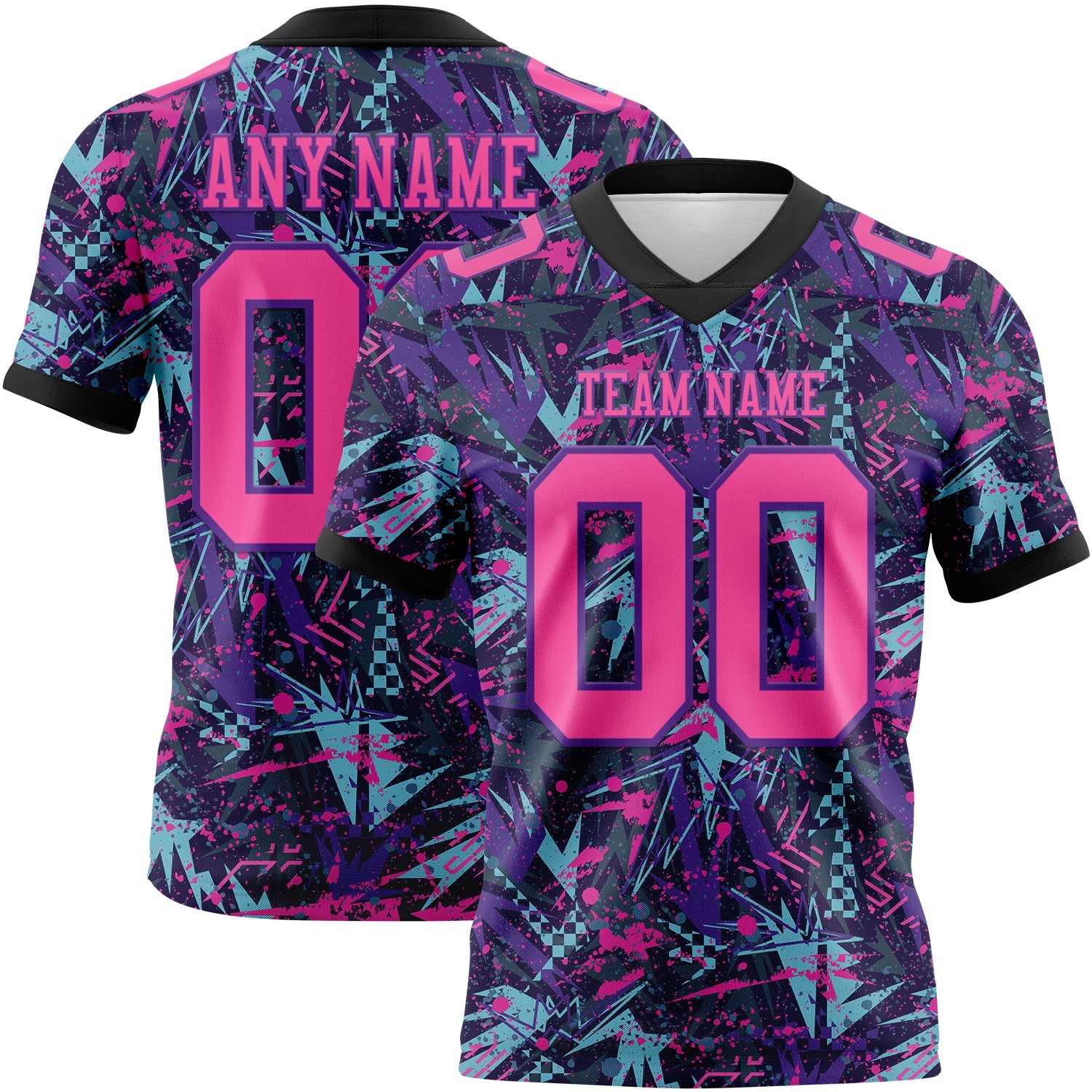 Custom Graffiti Pattern Pink Purple-Black 3D Pattern Creative Geometric Figures And Dots Authentic Football Jersey - Main View