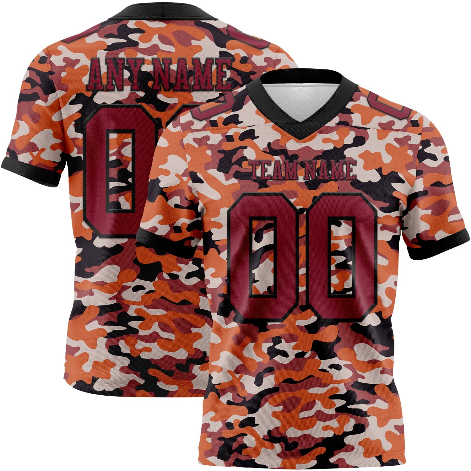 Custom Camo Crimson-Black 3D Pattern Salute To Service Authentic Football Jersey - Main View