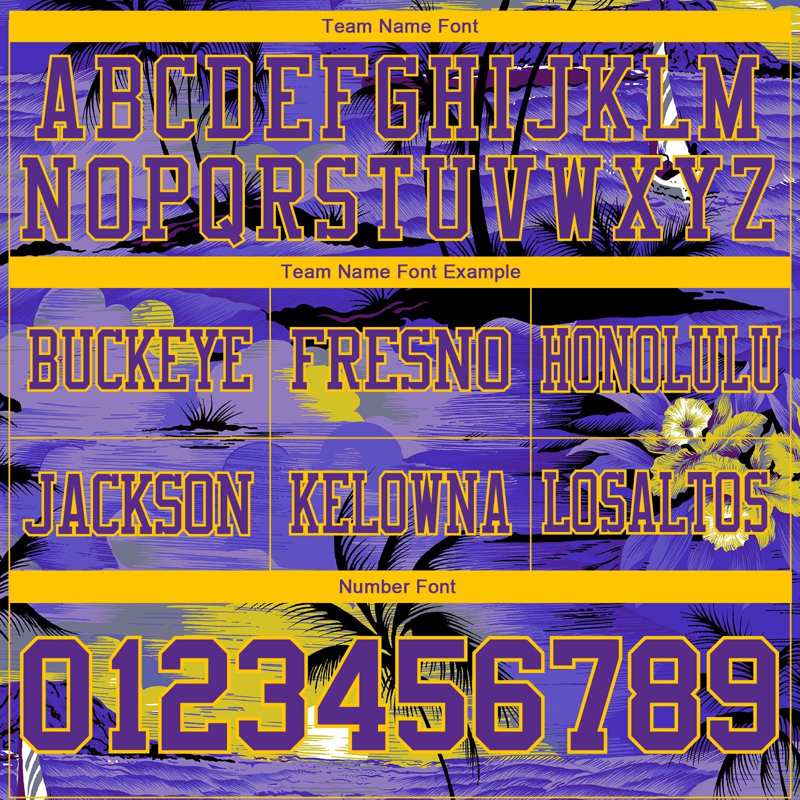 Custom Purple Black-Yellow 3D Pattern Sun Beach Hawaii Palm Trees Authentic Football Jersey view 4