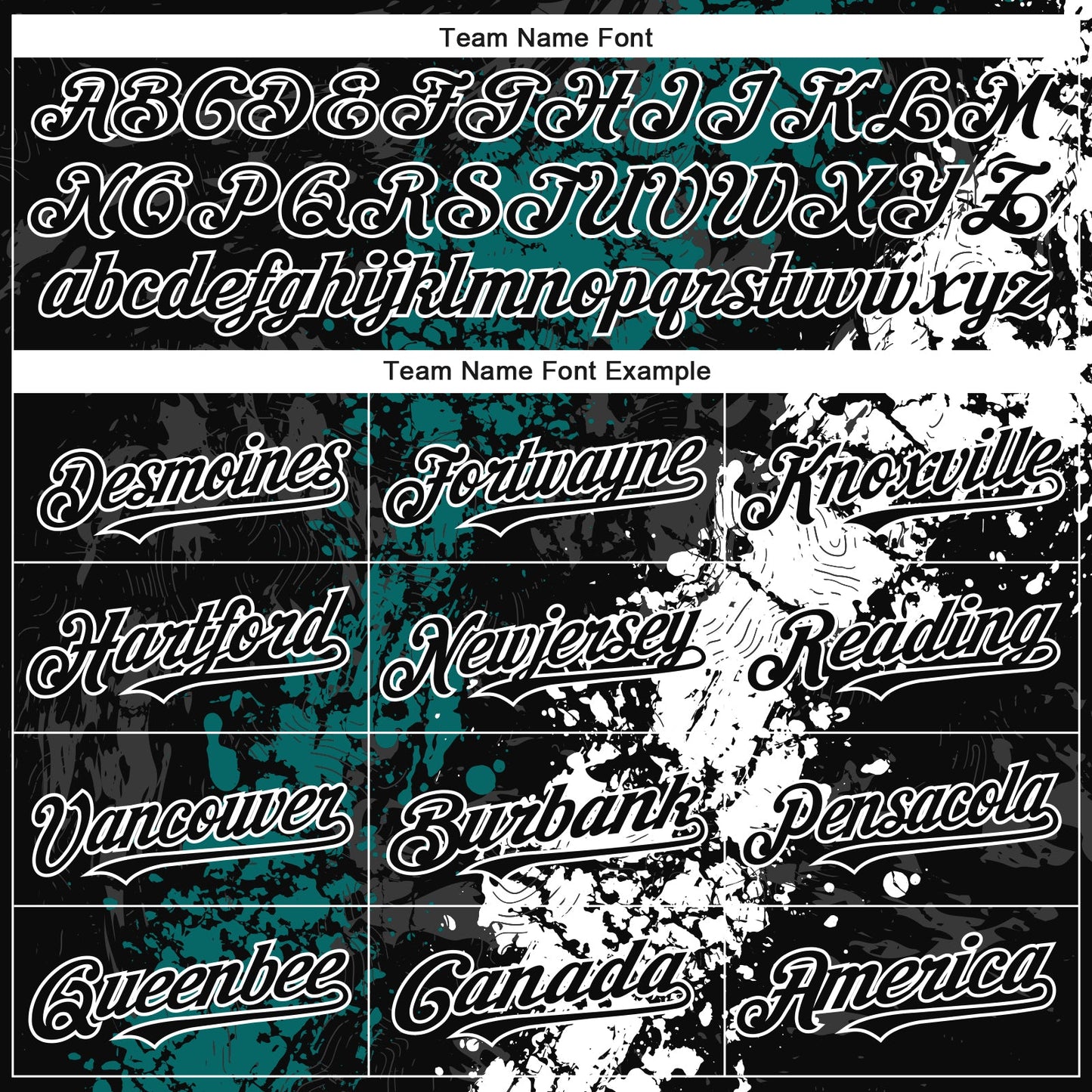 Custom Black Teal-White Splash Authentic Baseball Jersey view 4