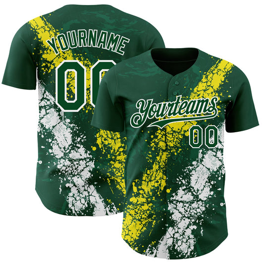 Custom Green Light Yellow-White Splash Authentic Baseball Jersey - Main View