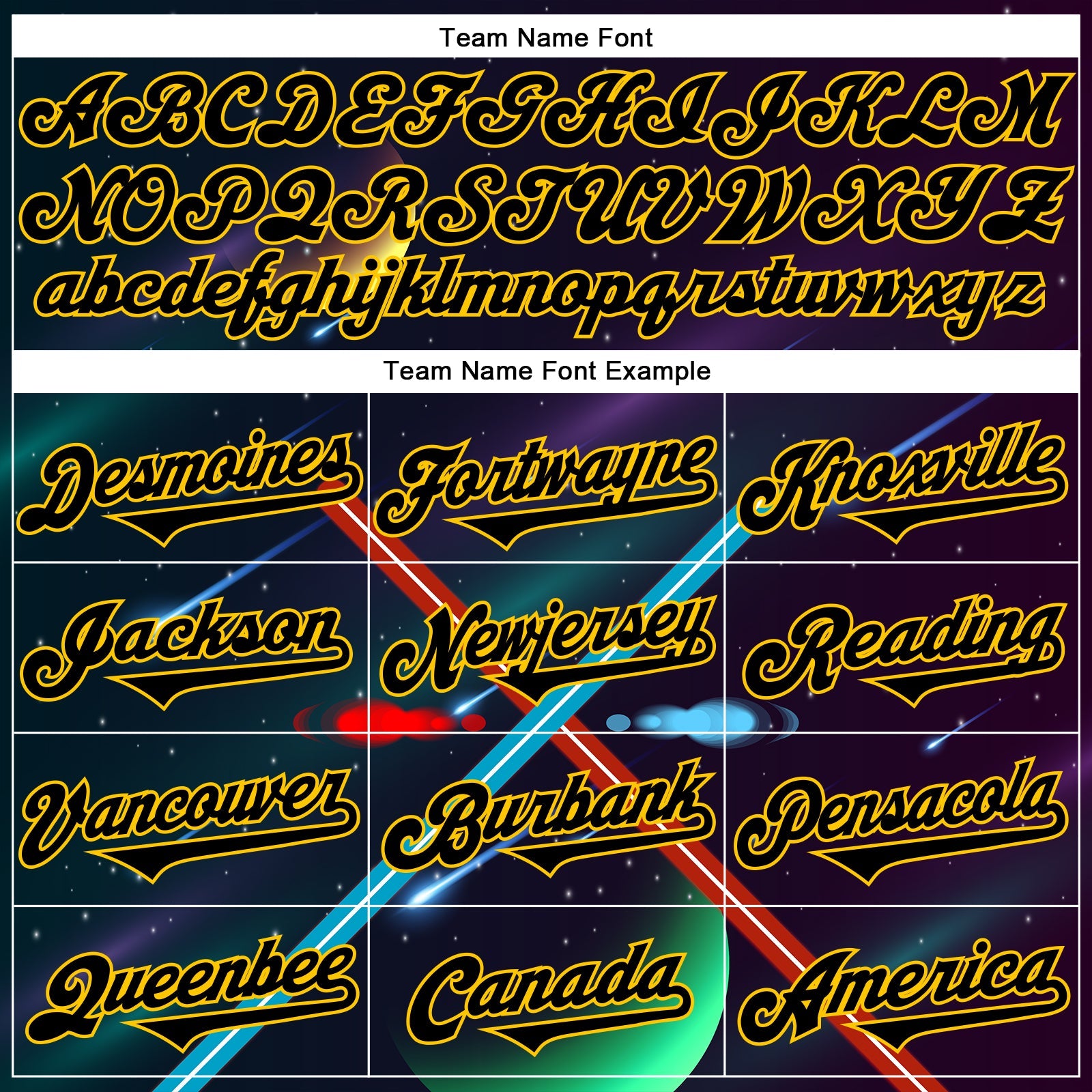 Custom Black Yellow 3D Pattern Design Outer Space Light Swords Authentic Baseball Jersey view 4