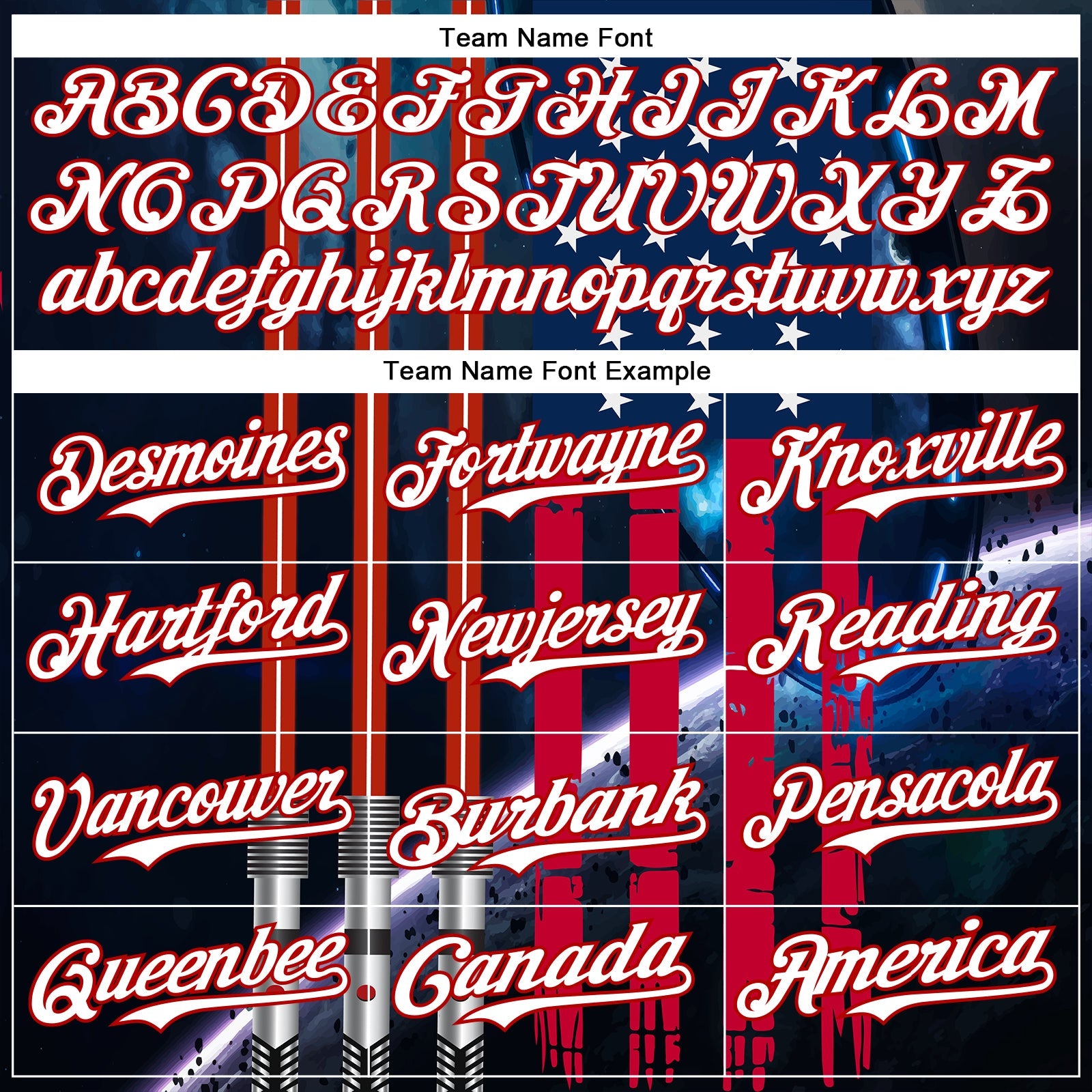 Custom Blue White-Red 3D Pattern Design American Flag Outer Space Light Swords Authentic Baseball Jersey view 4