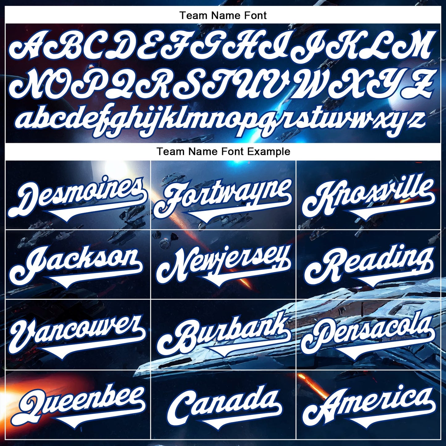 Custom Blue White-Royal 3D Pattern Design Outer Space Starships Authentic Baseball Jersey view 4