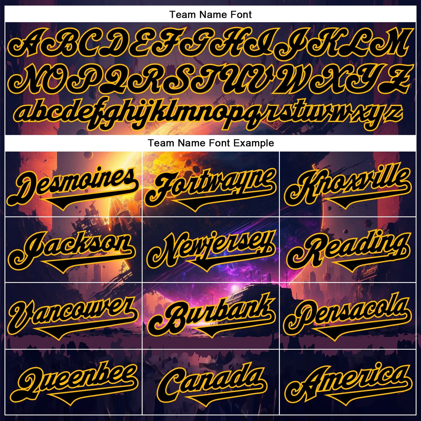 Custom Black Gold 3D Pattern Design Outer Space Solar Authentic Baseball Jersey view 4