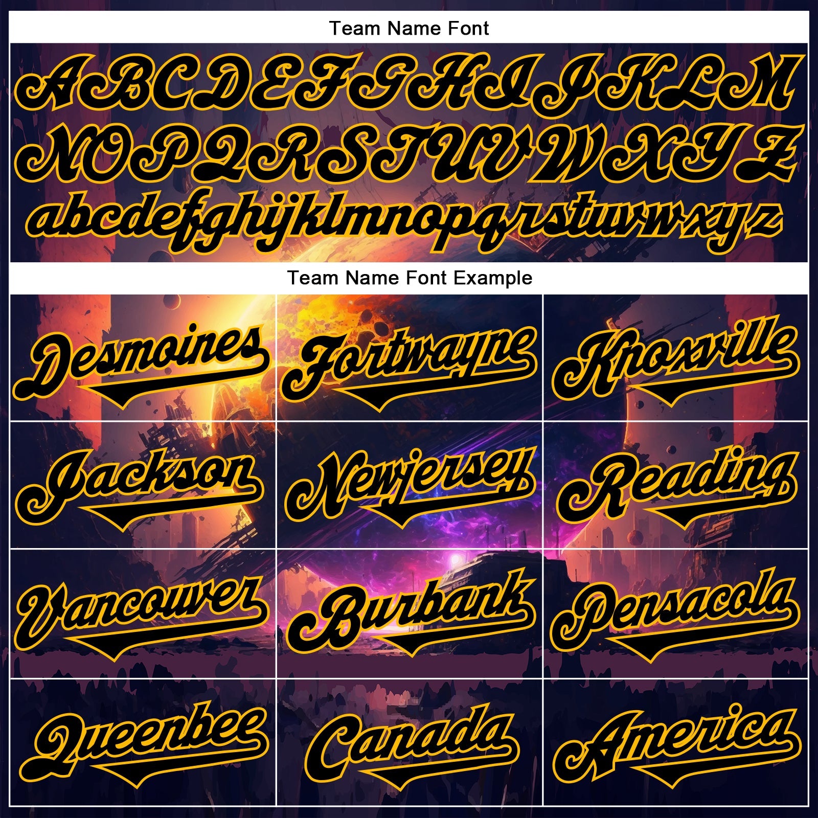 Custom Black Gold 3D Pattern Design Outer Space Solar Authentic Baseball Jersey view 4