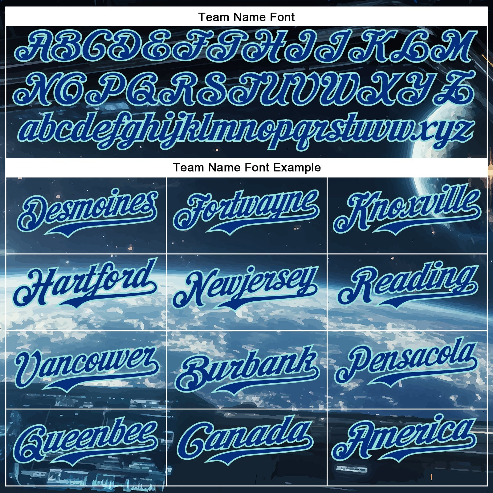 Custom Black Royal-Ice Blue 3D Pattern Design Outer Space Starships Authentic Baseball Jersey view 4