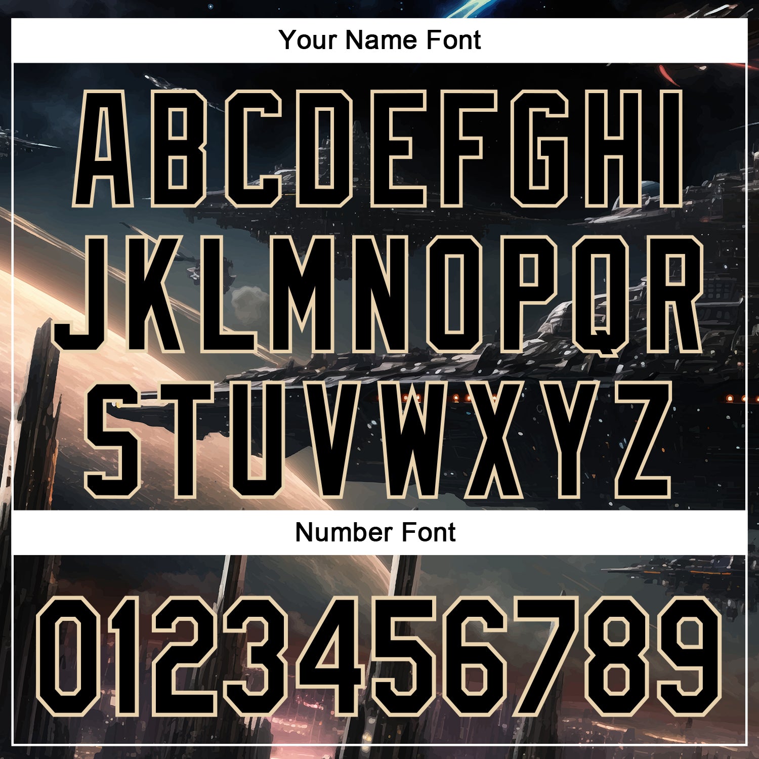 Custom Black City Cream 3D Pattern Design Outer Space Starships Authentic Baseball Jersey view 5