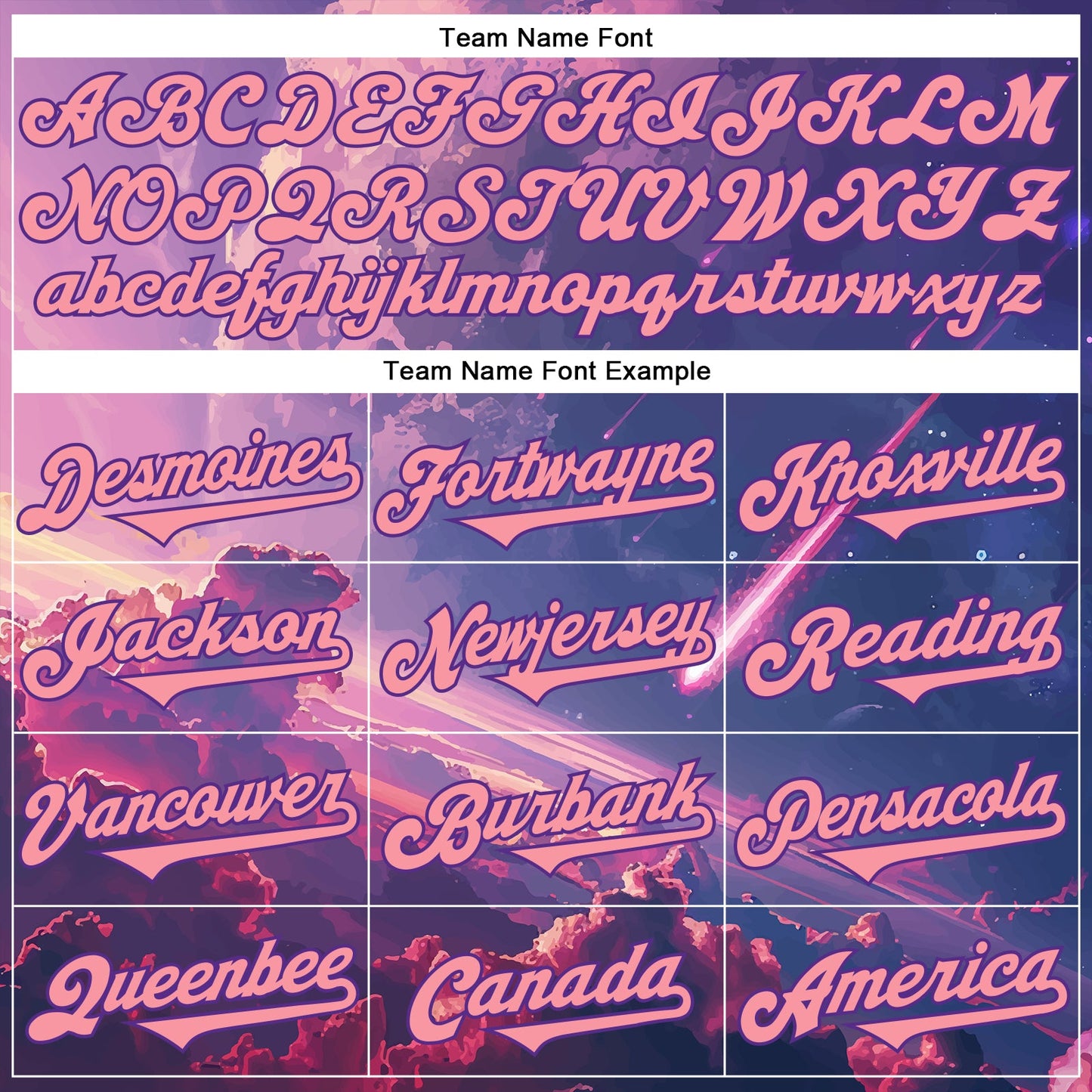 Custom Purple Medium Pink 3D Pattern Design Outer Space Authentic Baseball Jersey view 4