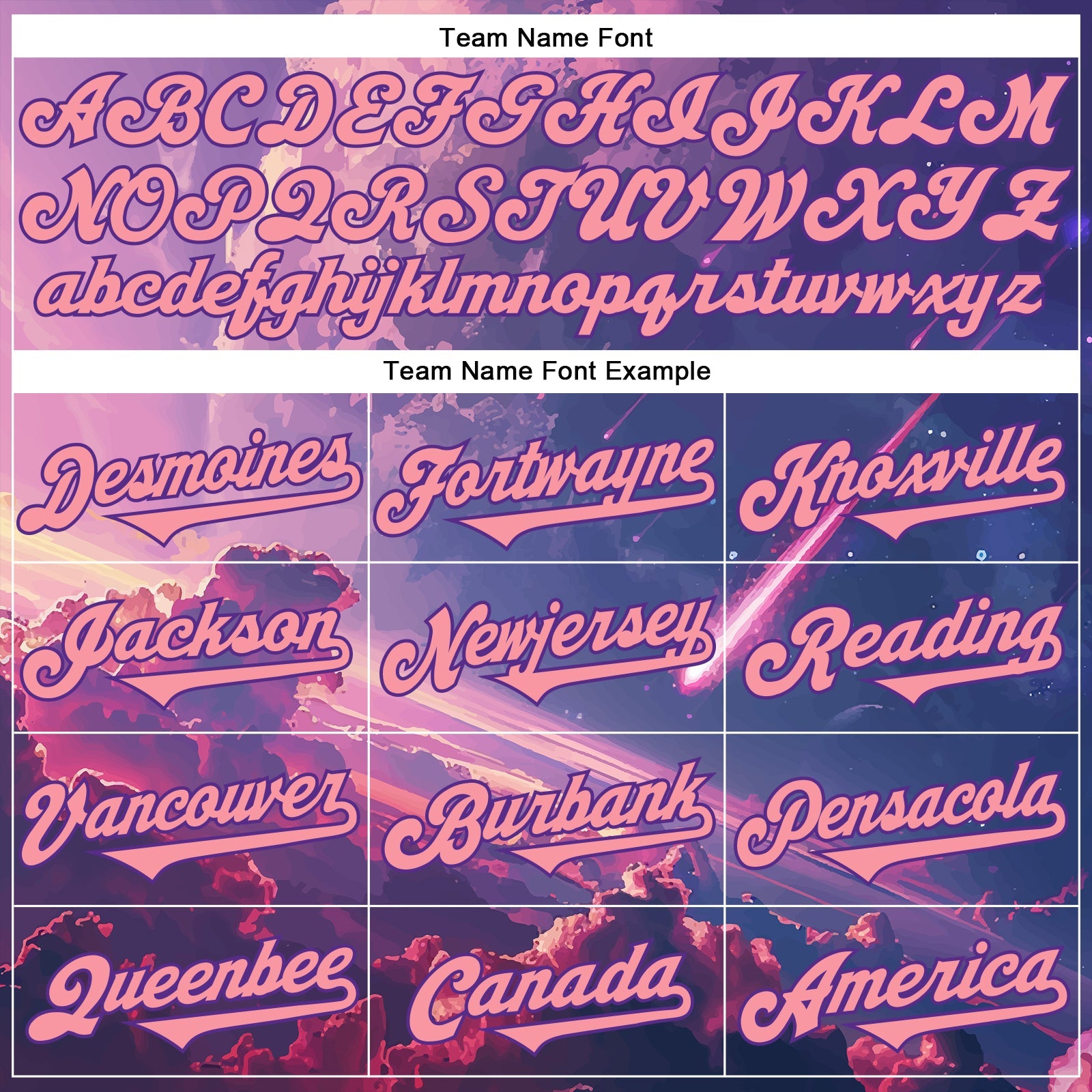 Custom Purple Medium Pink 3D Pattern Design Outer Space Authentic Baseball Jersey view 4