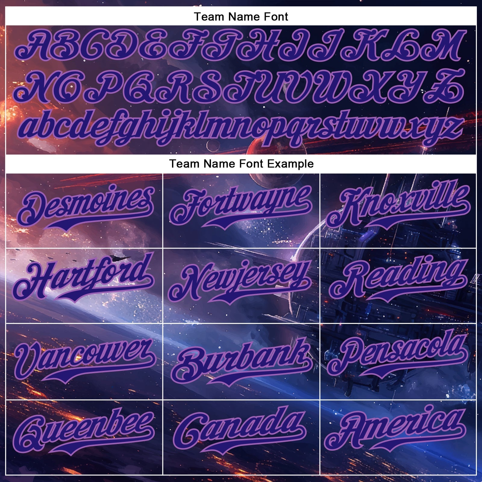 Custom Blue Dark Purple-Medium Purple 3D Pattern Design Outer Space Starships Authentic Baseball Jersey view 4