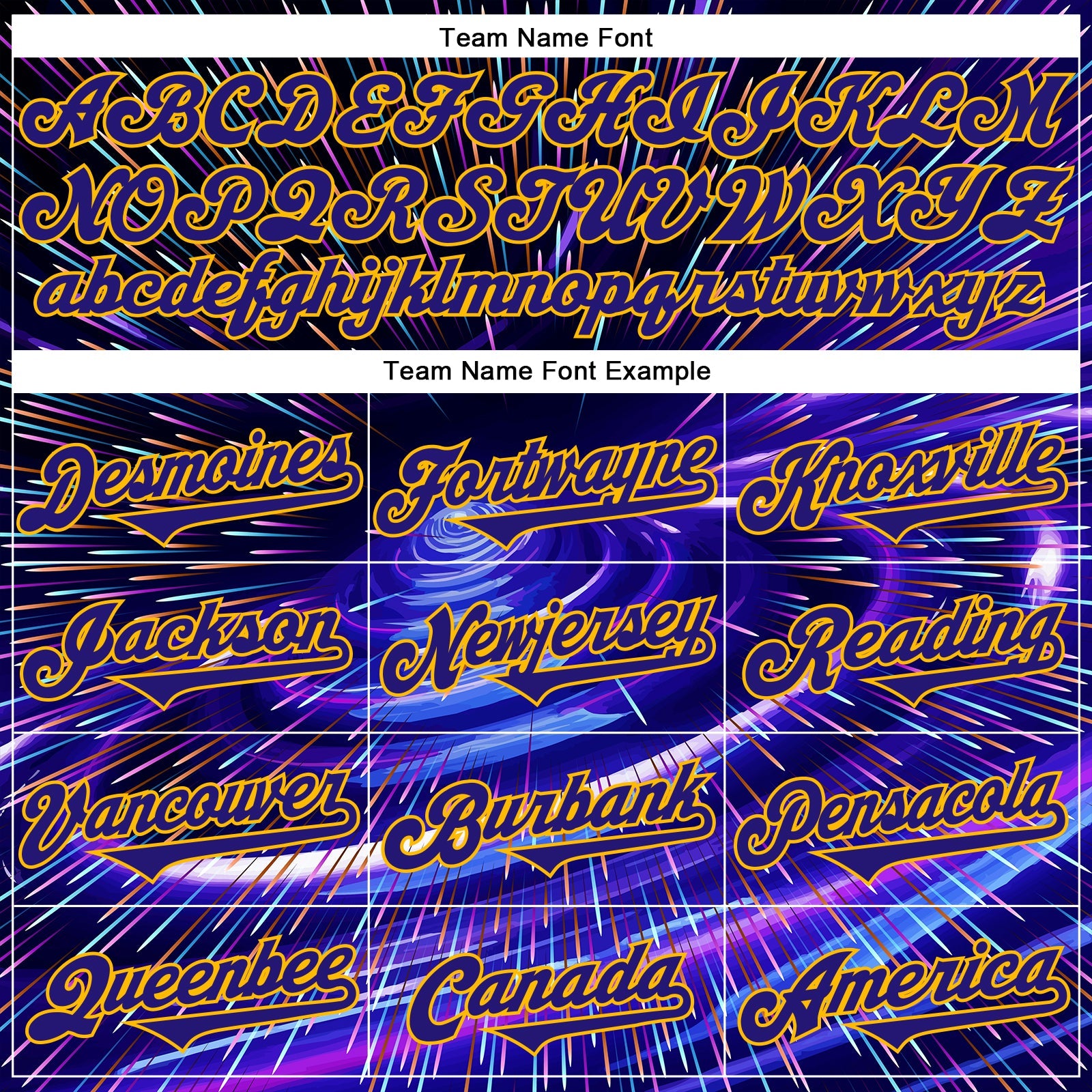 Custom Blue Dark Purple-Gold 3D Pattern Design Outer Space Time Travel Authentic Baseball Jersey view 4