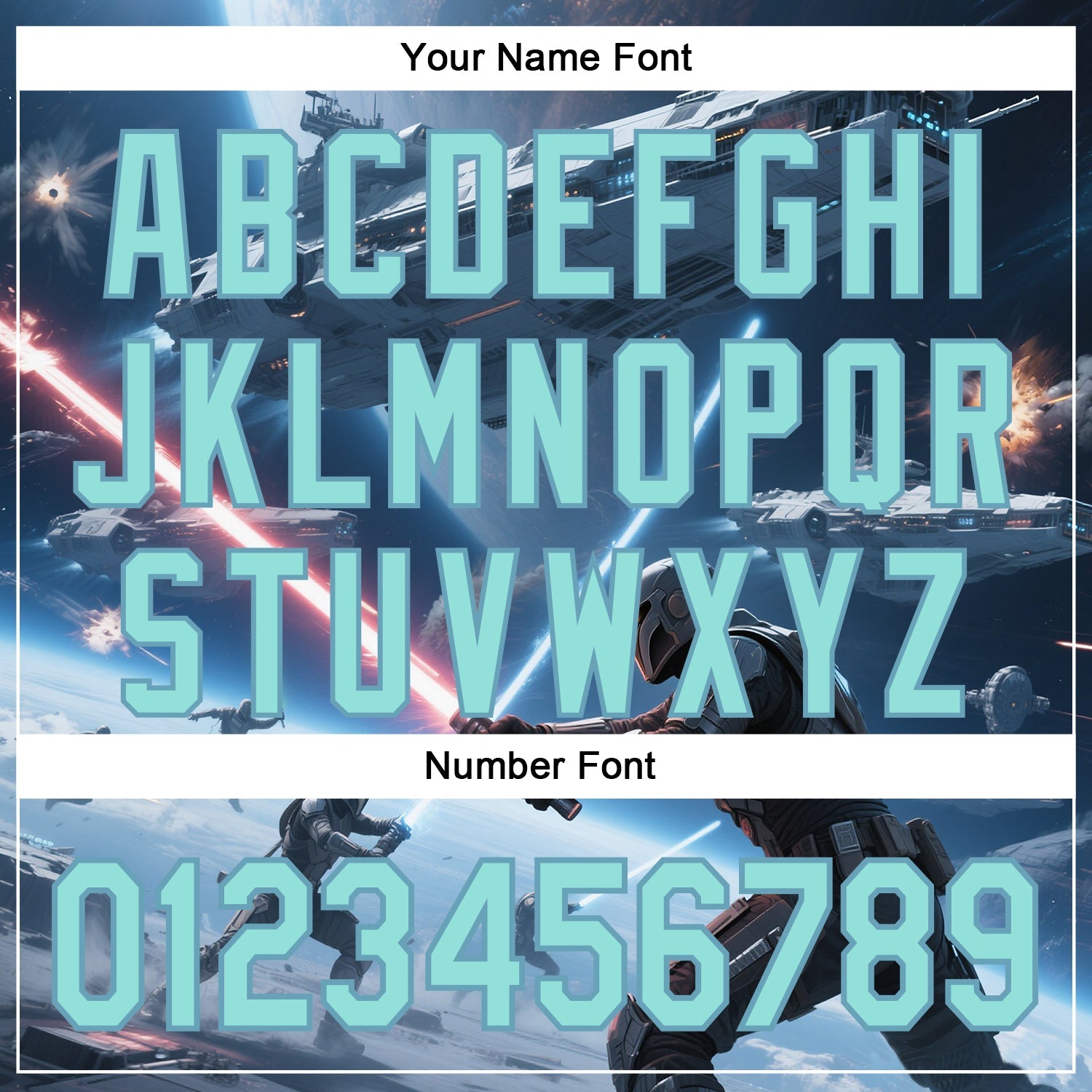 Custom Blue Ice Blue-Shadow Blue 3D Pattern Design Outer Space Light Swords Starships Authentic Baseball Jersey view 5