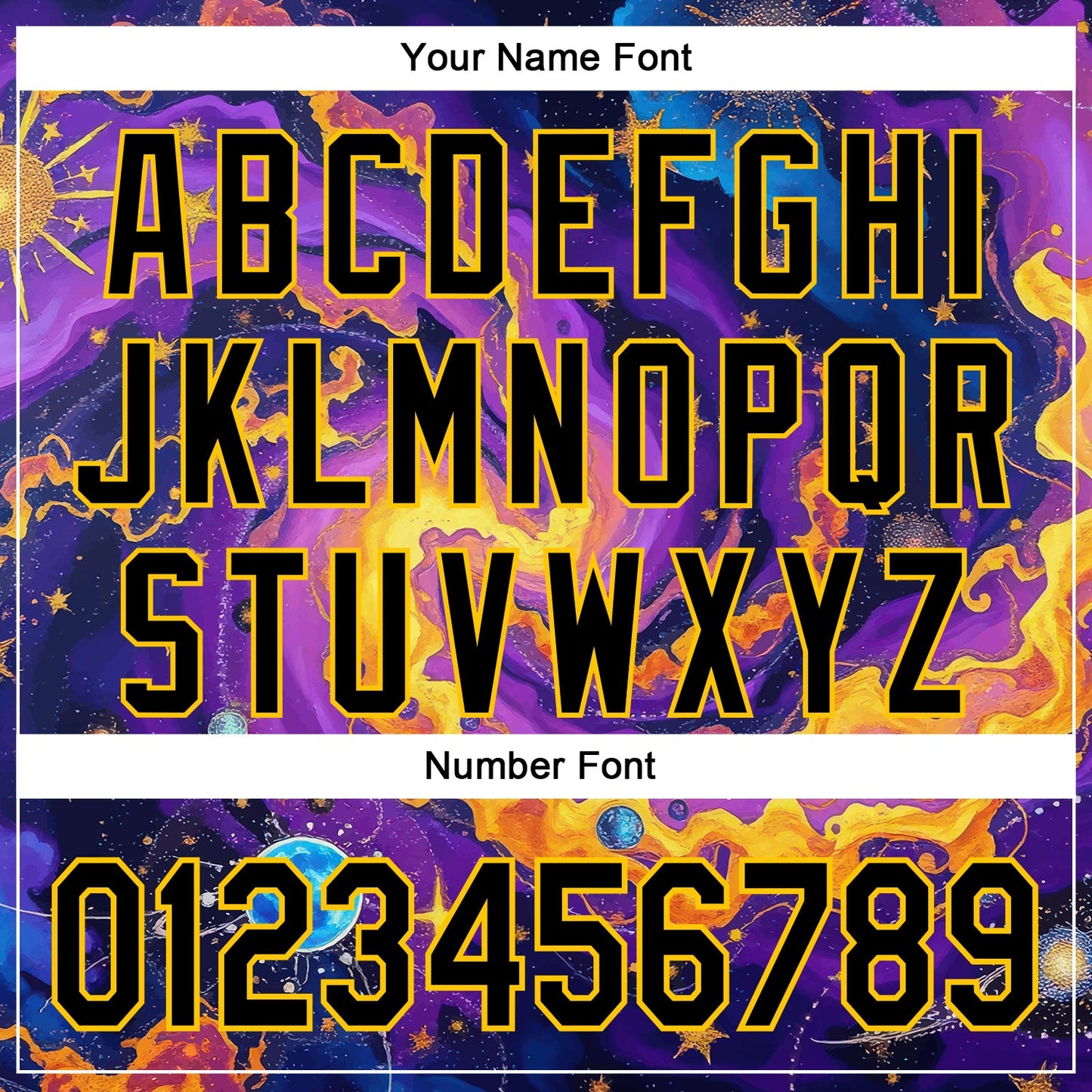 Custom Purple Black-Yellow 3D Pattern Design Outer Space Galaxy Authentic Baseball Jersey view 5