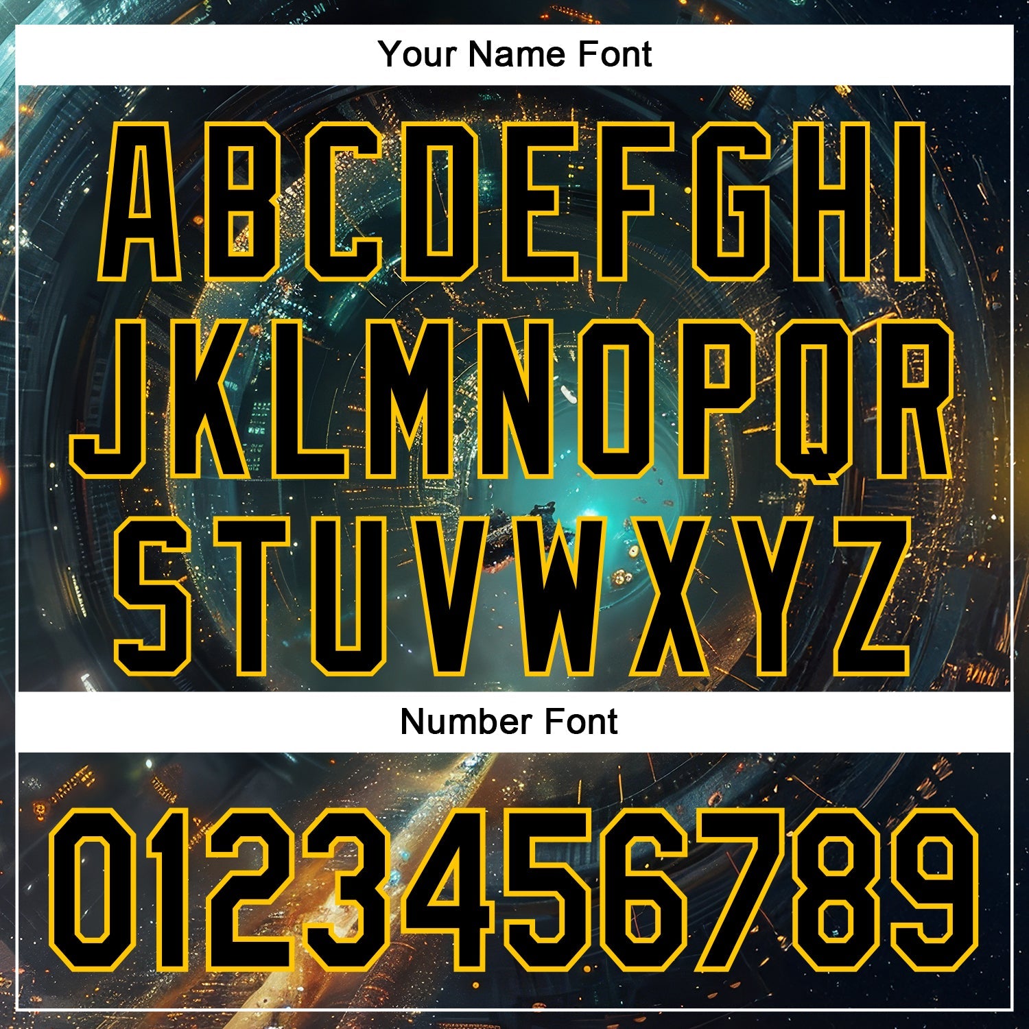 Custom Blue Black-Yellow 3D Pattern Design Outer Space Starships Authentic Baseball Jersey view 5