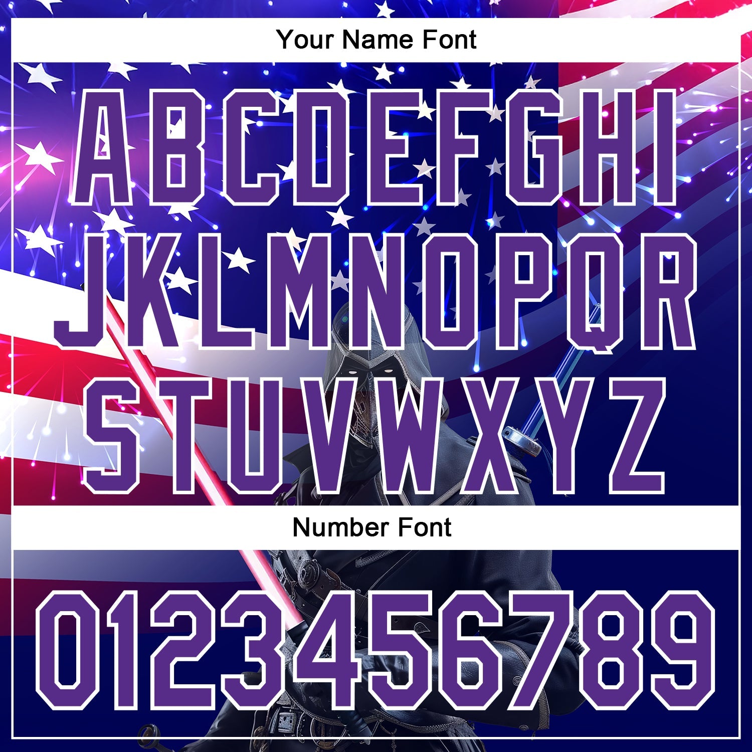 Custom Blue Purple-White 3D Pattern Design Outer Space Light Swords American Flag Authentic Baseball Jersey view 5