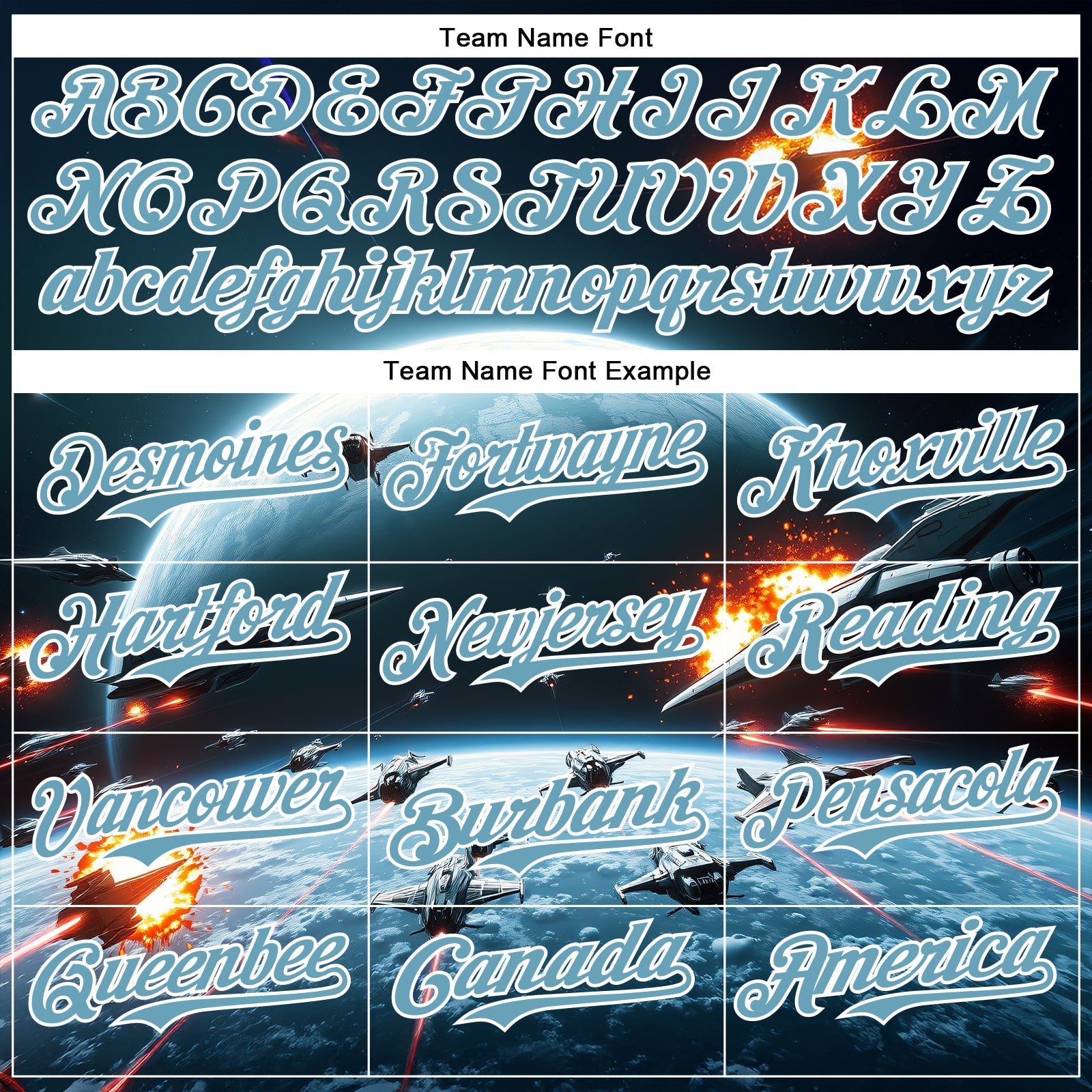 Custom Blue Shadow Blue-White 3D Pattern Design Outer Space Starships Authentic Baseball Jersey view 4