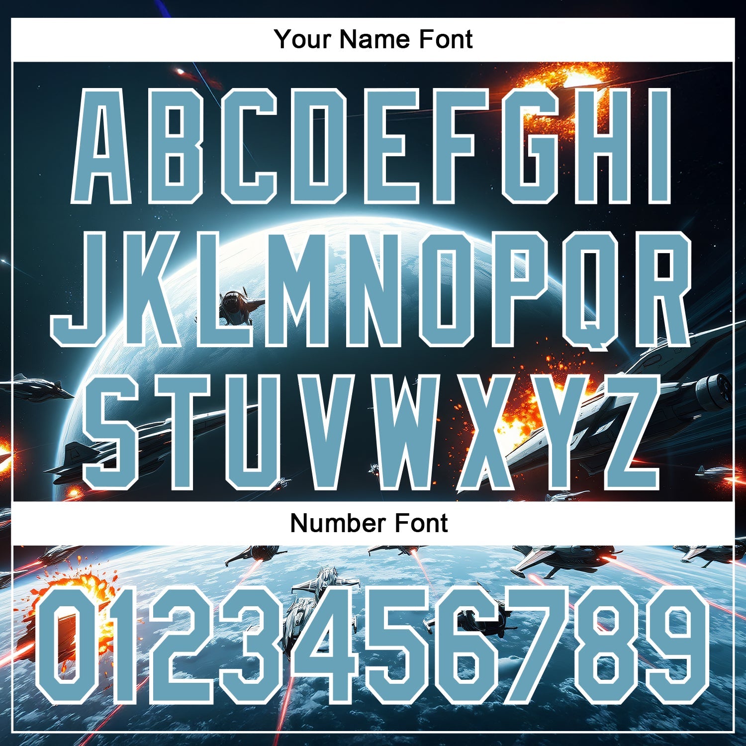 Custom Blue Shadow Blue-White 3D Pattern Design Outer Space Starships Authentic Baseball Jersey view 5