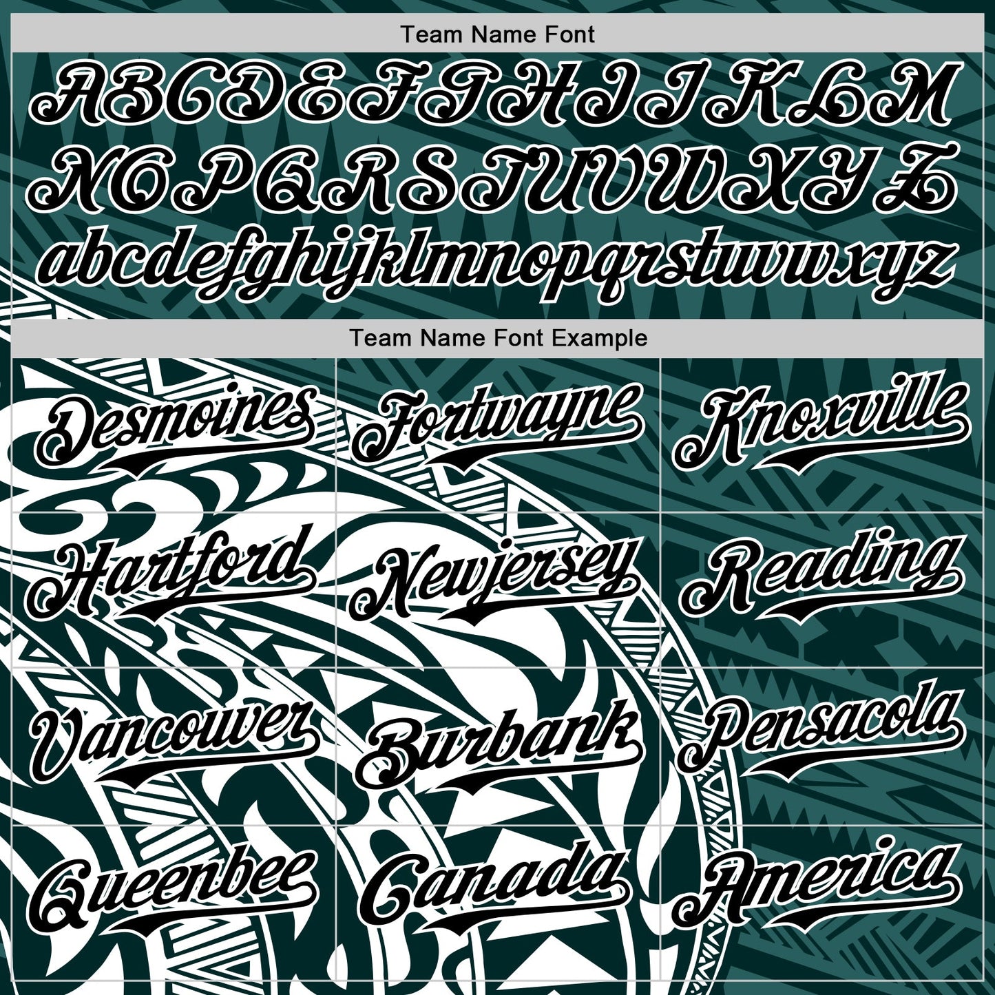 Custom Teal Black-White 3D Polynesian Style Islander Authentic Baseball Jersey view 4