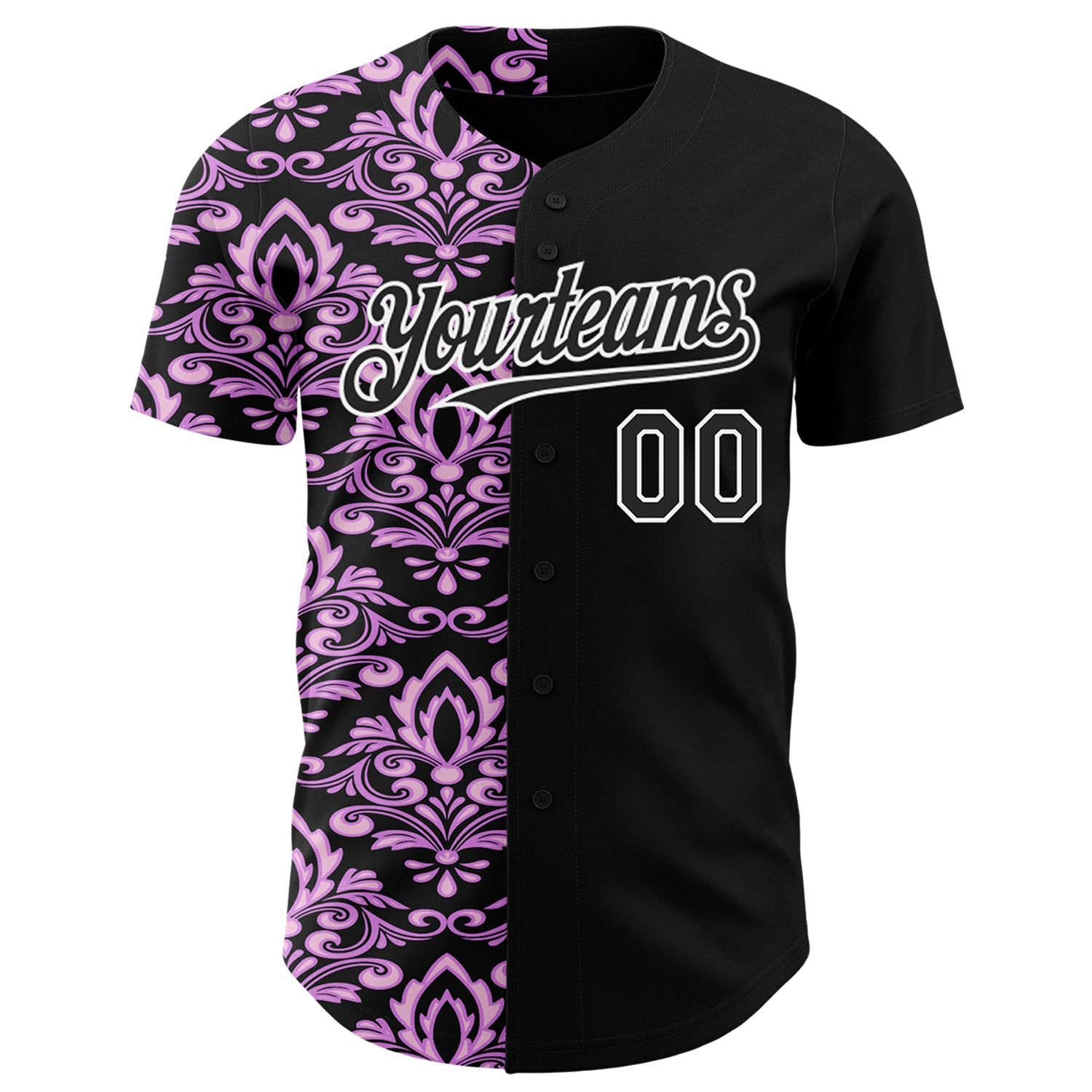 Custom Black Purple-White 3D Polynesian Style Islander Authentic Baseball Jersey view 2
