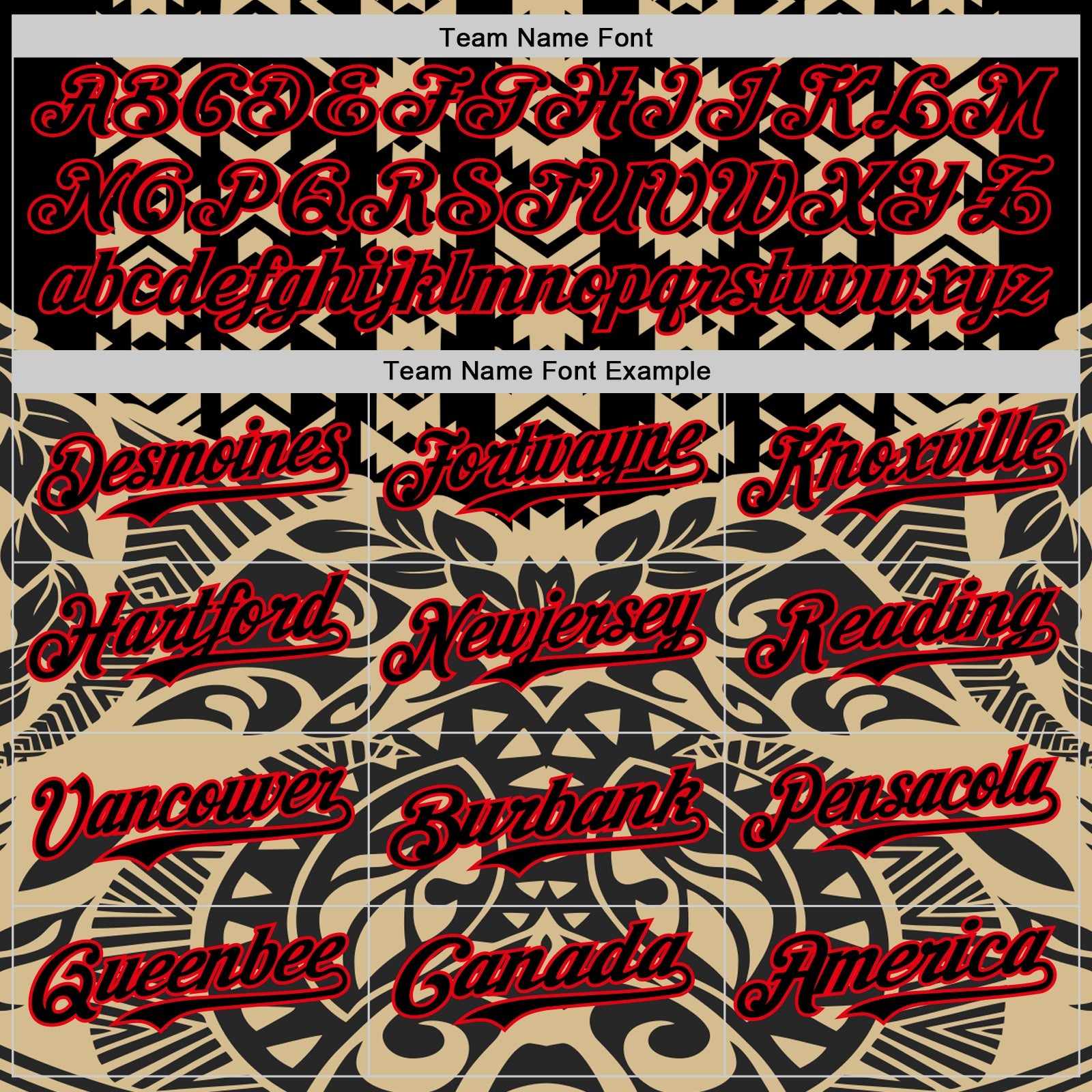 Custom Black Vegas Gold-Fire Red 3D Polynesian Style Islander Authentic Baseball Jersey view 4