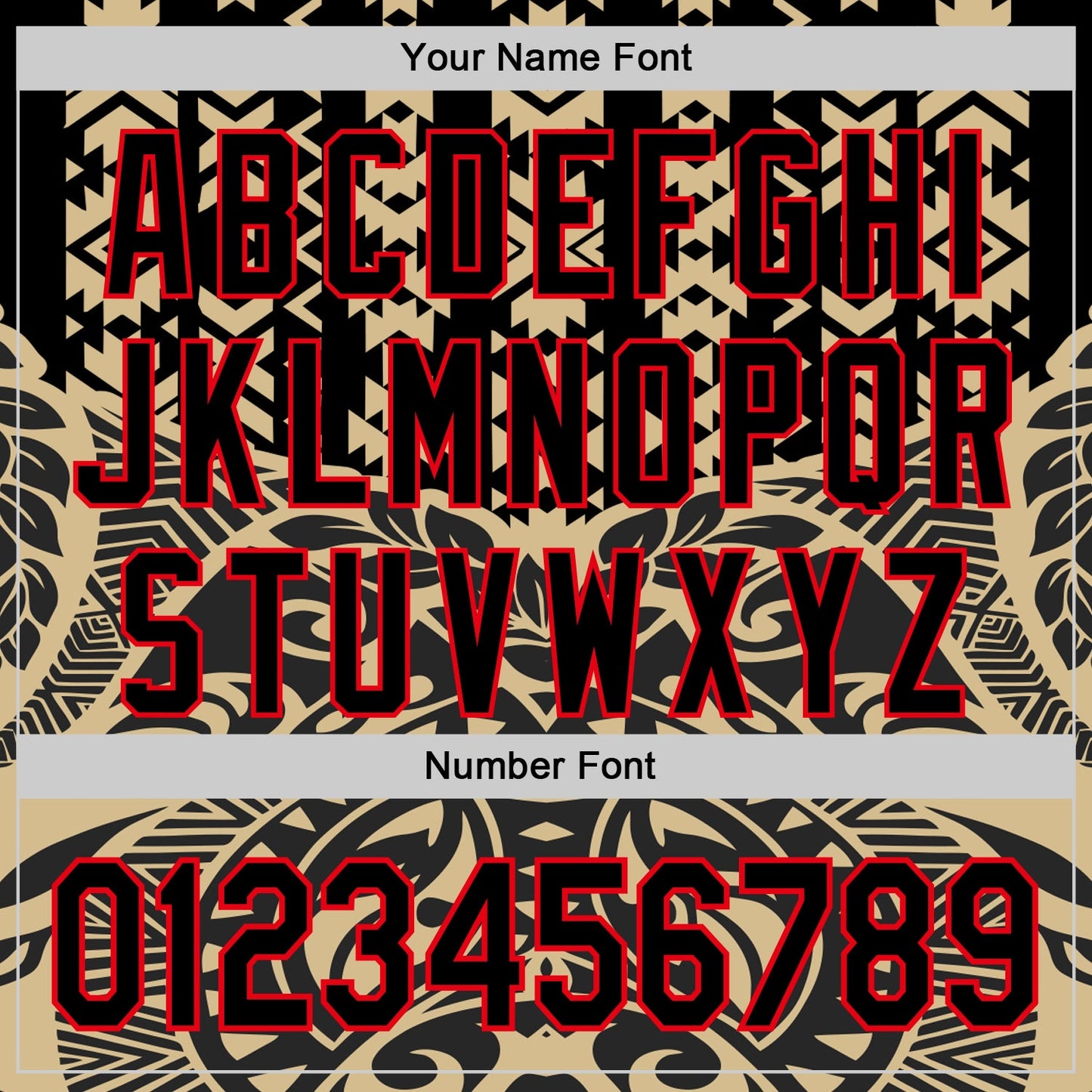 Custom Black Vegas Gold-Fire Red 3D Polynesian Style Islander Authentic Baseball Jersey view 5