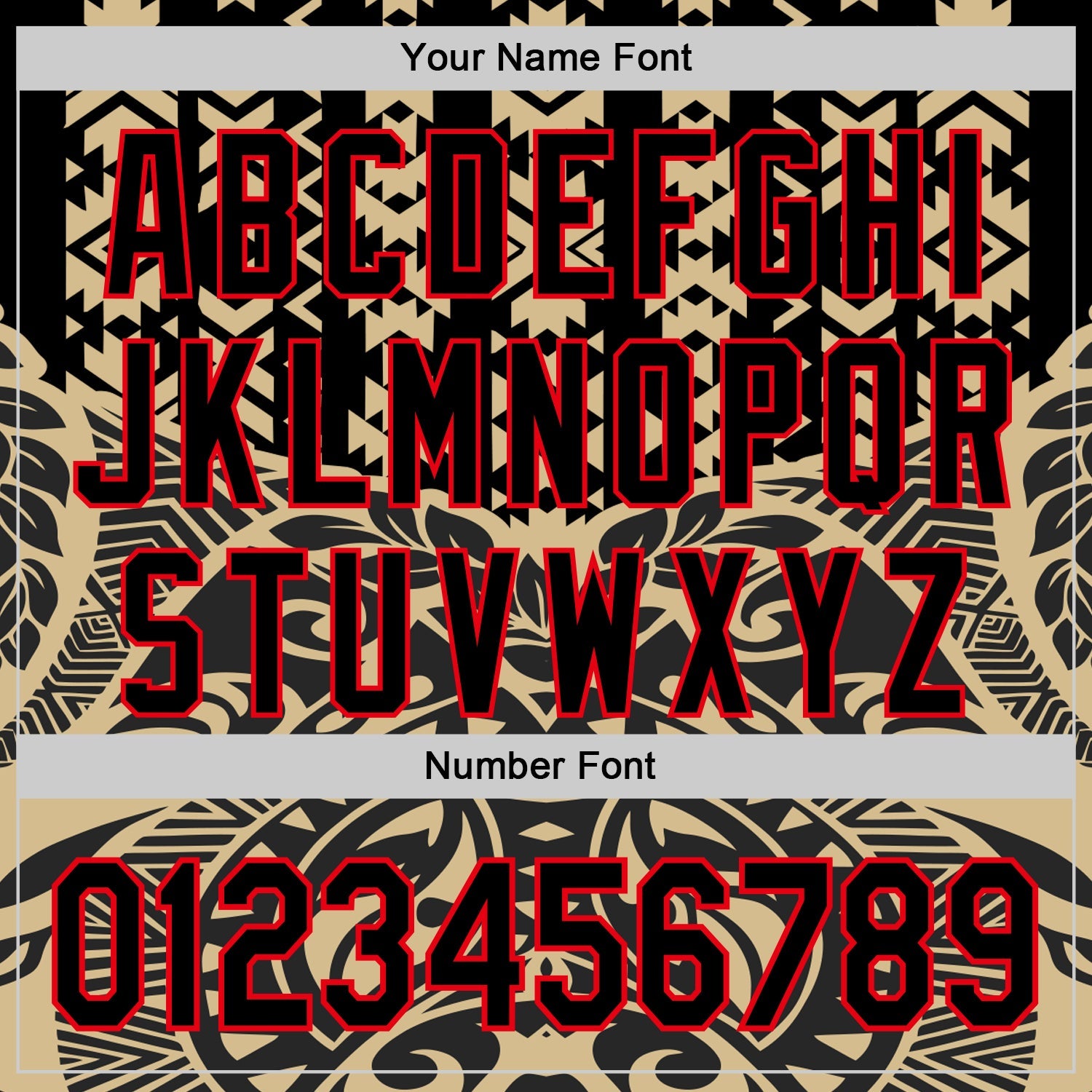 Custom Black Vegas Gold-Fire Red 3D Polynesian Style Islander Authentic Baseball Jersey view 5