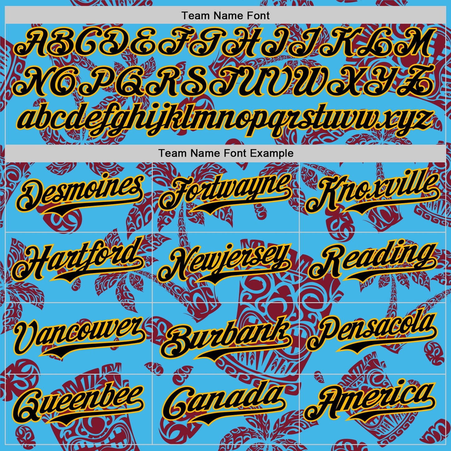 Custom Sky Blue Black Crimson-Gold 3D Polynesian Style Tiki Culture Islander Authentic Baseball Jersey view 4