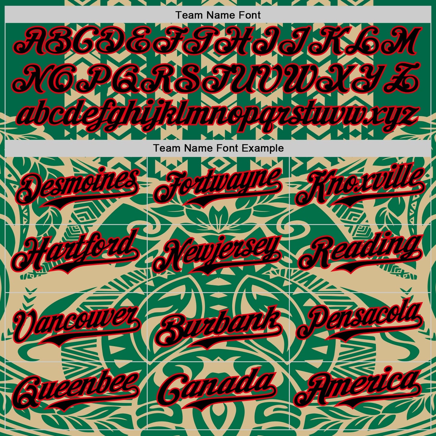 Custom Kelly Green Black Vegas Gold-Fire Red 3D Polynesian Style Islander Authentic Baseball Jersey view 4