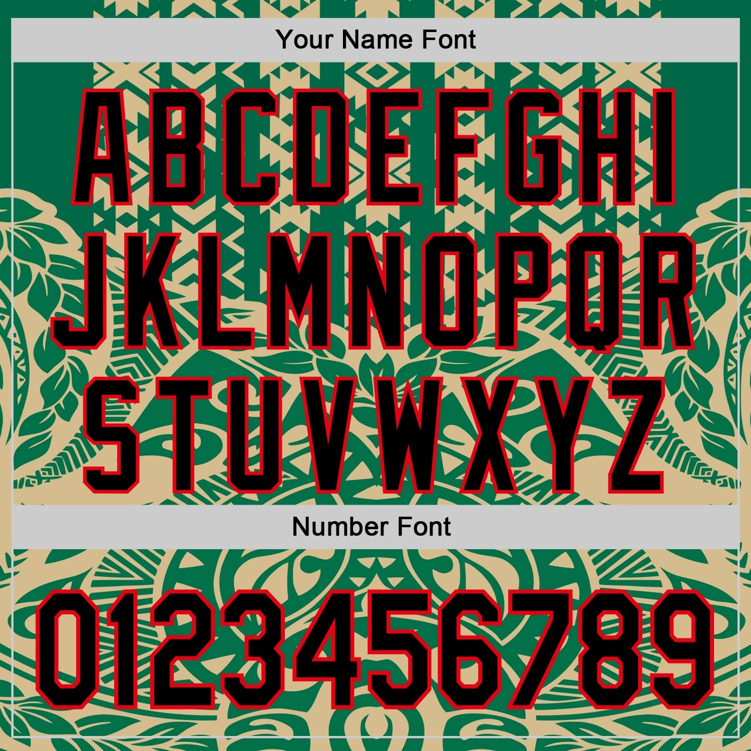 Custom Kelly Green Black Vegas Gold-Fire Red 3D Polynesian Style Islander Authentic Baseball Jersey view 5